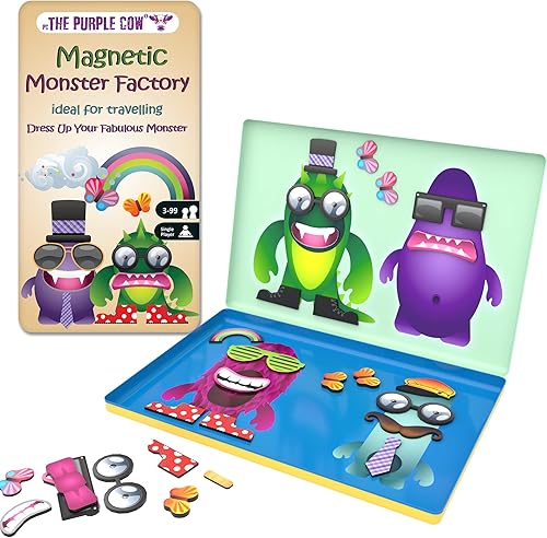 Miniatura 2 de The Purple Cow - Juego de fábrica de monstruos - Juego magnético de viaje. Ideal para viajes y para jugar sobre la marcha. Un monstruoso juego de