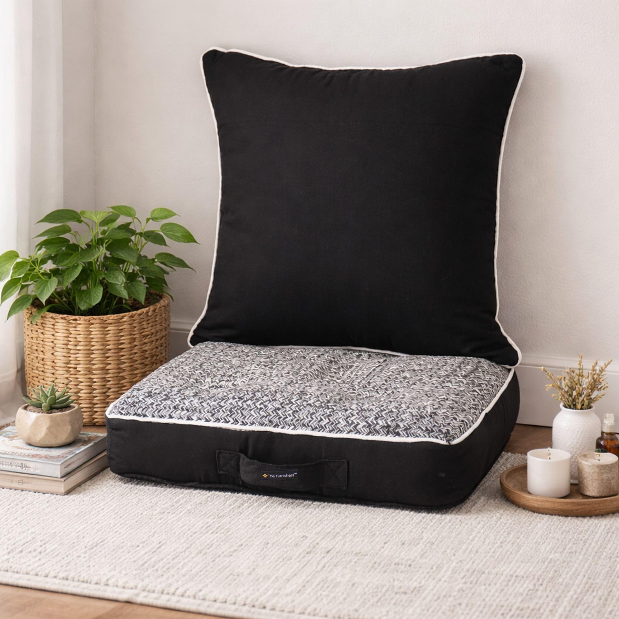 Orange Woven Floor Cushion - Cozy Seating & Meditation -10