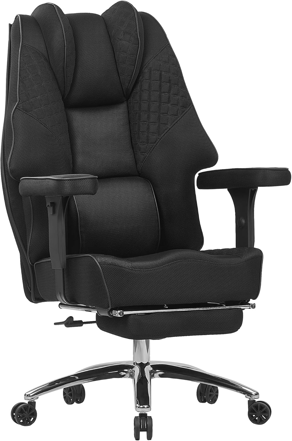 VECELO Big and Tall Office Chair 400lbs, Mesh High Back Computer Chair with Foot Rest, Ergonomic Desk Chair with Lumbar Support and Armrest, Black