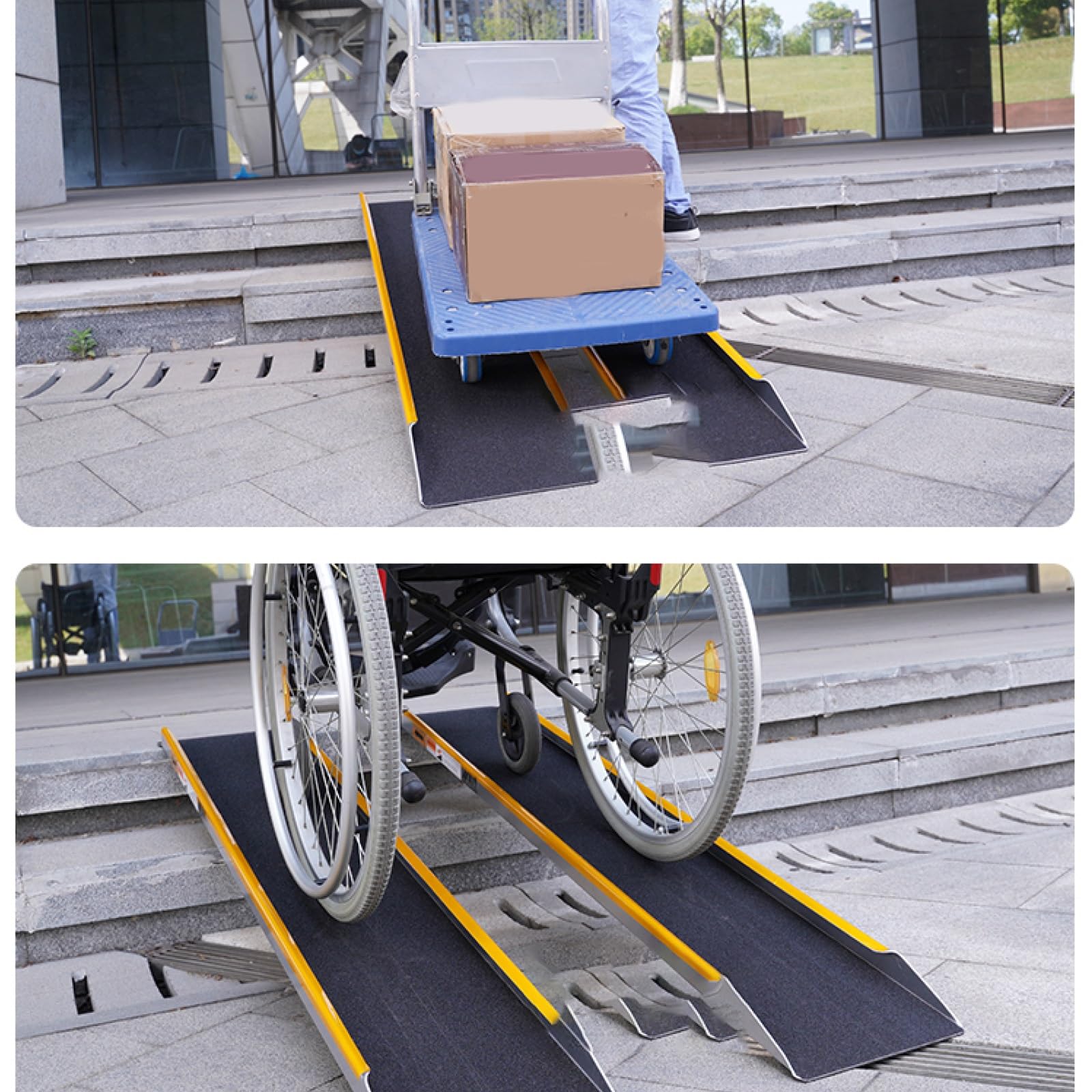 Rampe per Disabili in Alluminio, Rampe di Carico Lunga 100 cm per Sedie a Rotelle e Auto, Superficie Antiscivolo Leggera per Porte, Gradini