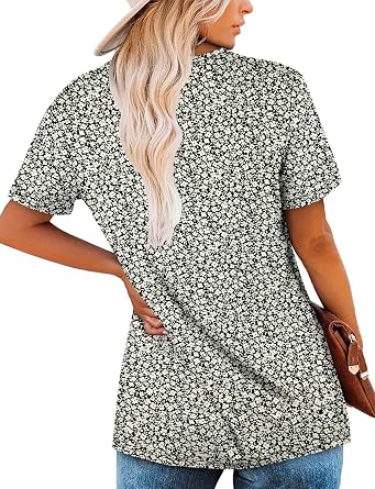CHICZONE Womens Tunic Tops Short Sleeve Blouse for Leggings Loose Fit Summer Square Neck Shirts S-3XL