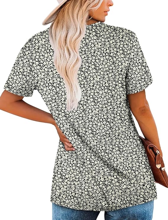 CHICZONE Womens Tunic Tops Short Sleeve Blouse for Leggings Loose Fit Summer Square Neck Shirts S-3XL