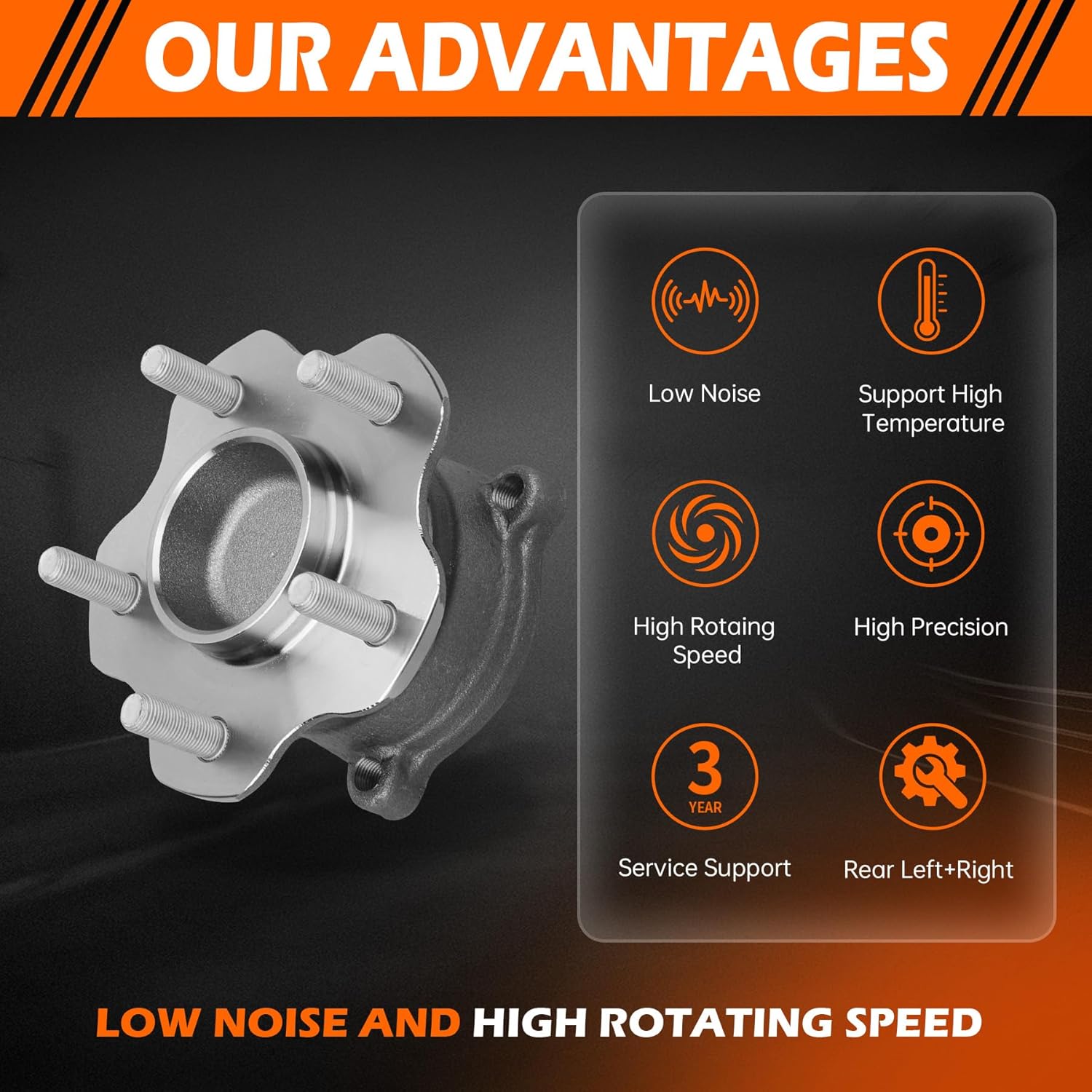 GAHA 512388 Rear Wheel Hub Bearing Assembly Compatible for Infiniti JX35 13/QX60 14–19; for Mitsubishi RVR 11; for Nissan Altima 07-18/Maxima 09–19/Murano 15–19/Pathfinder 13–19 5Lug w/ABS