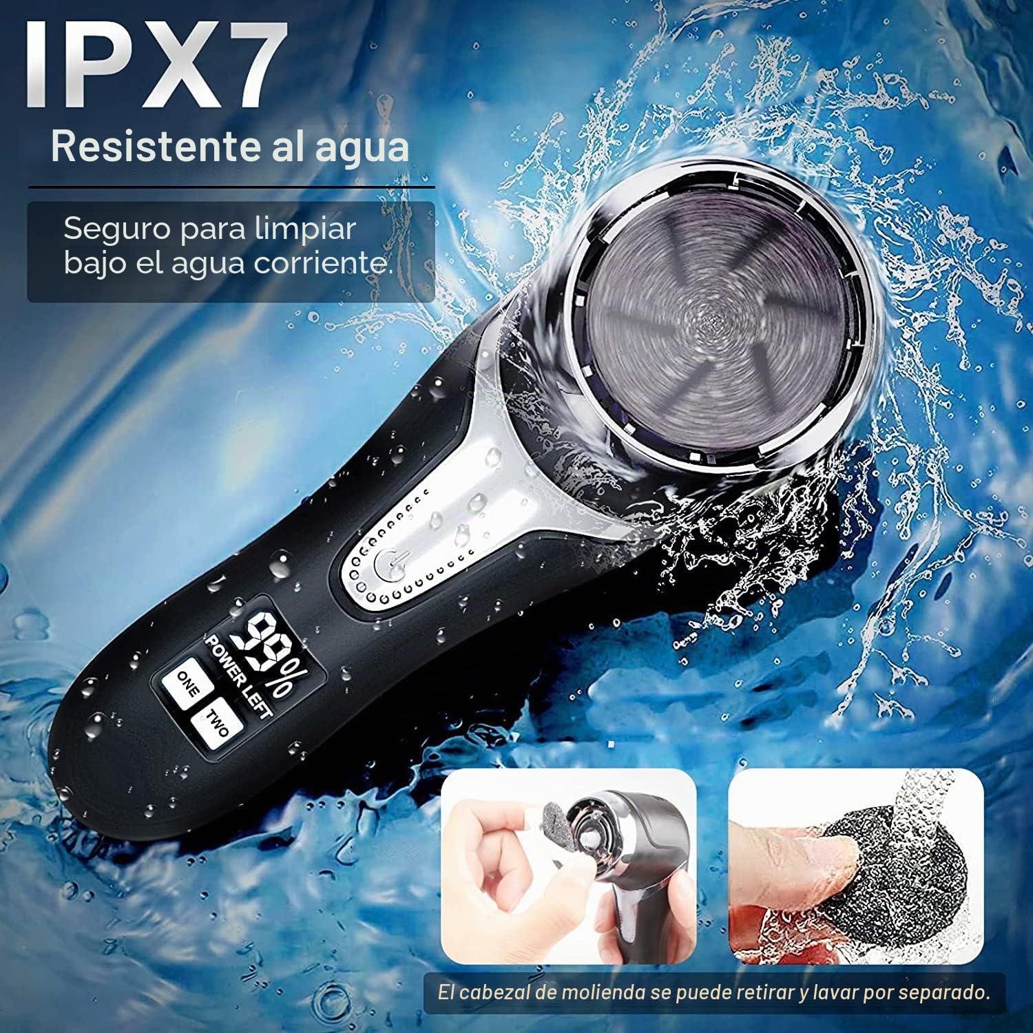 Lima Eléctrica Pies,VXDOIRK Recargable e Impermeable con 3 Rodillos y 2 Velocidades, Poderoso Profesional Quita Durezas para Cuidado Pies Callosidades Negro