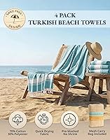 Vista 2 de LANE LINEN - Paquete de 4 toallas de playa de gran tamaño, toalla de piscina prelavada, extragrande, de secado rápido y sin arena, toalla de viaje