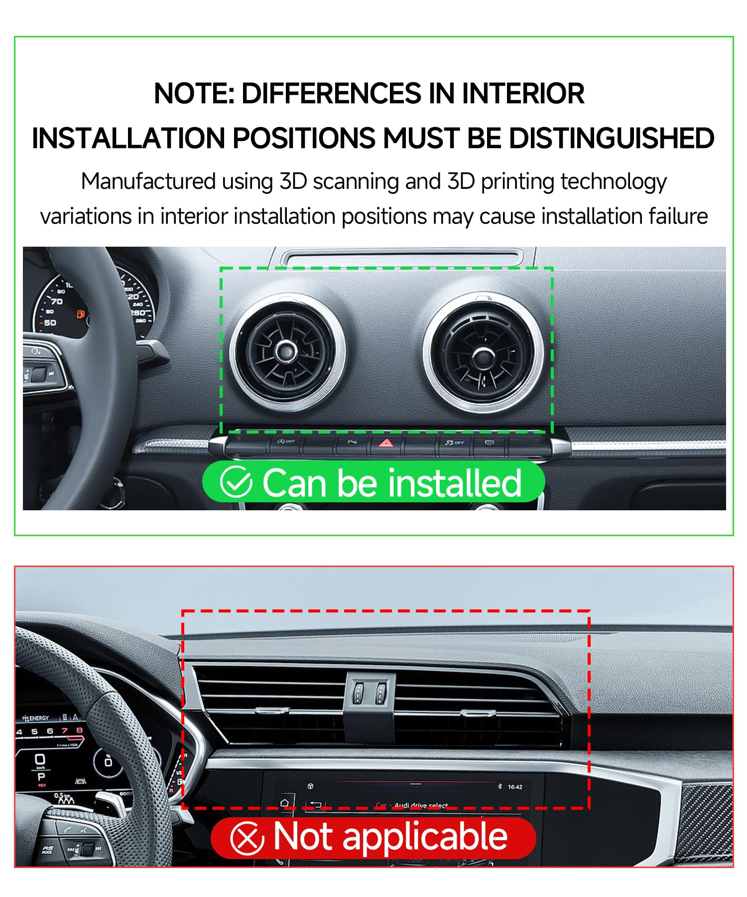 Qi2.2 Max 25W Fast Wireless Car Charger Phone Holder for 2014-2020 Audi A3 S3 RS3 Accessori, 360 ° Rotazione Phone Mount Compatibile con MagSafe, Il supporto del telefono cellulare non