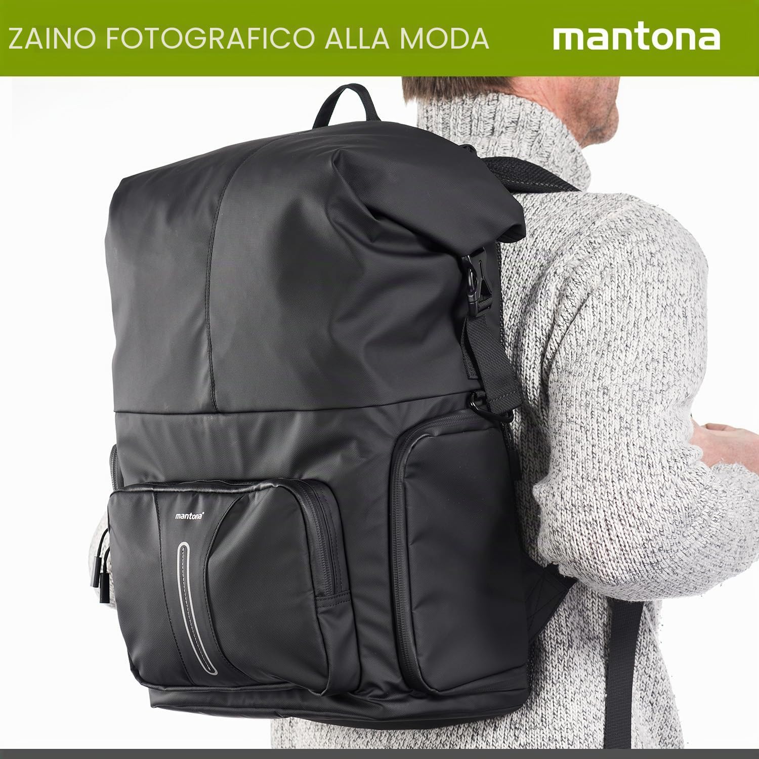 MANTONA Zaino per fotocamera SLR DSLR in materiale impermeabile con accesso rapido e chiusura a strappo