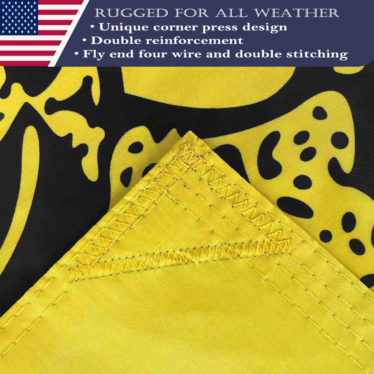 Double Sided Dont Tread On Me Flag 5x8 Made in USA Outdoor Heavy Duty 3 Ply Polyester Gadsden Flag with White Starting Tape and 2 Brass Grommets