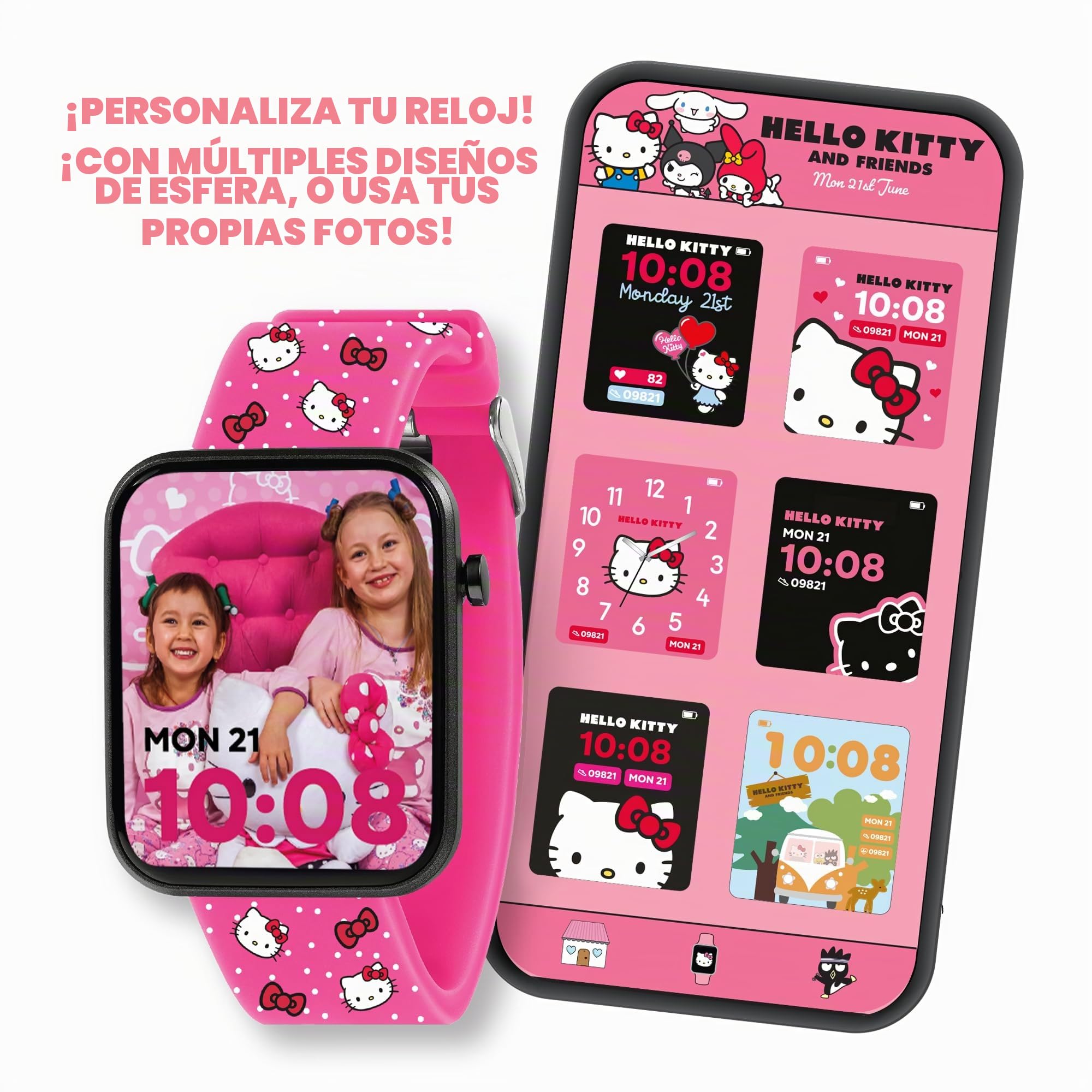 Hello Kitty - Reloj interactivo con correa impresa para niñas
