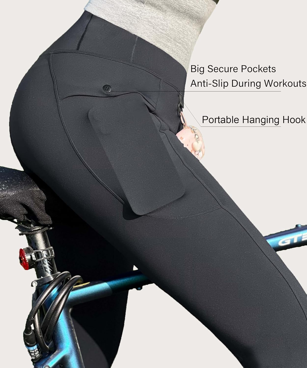 Compression Leggings Three Waist Pockets Butt Lifting Tummy Control Stretchy Shapewear Yoga Pants - Image 4