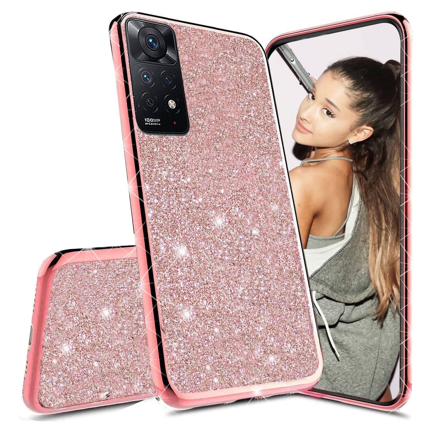 KC Back Cover for Mi Redmi Note 11 Pro 4G & Mi Redmi Note 11 Pro Plus 5G, Crystals Side Glitter Paper Bling Side 2 in 1 Soft Silicone Transparent Case (Rose Gold Pink) (B0B38MRPNS) Amazon Price History, Amazon Price Tracker