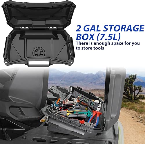 Miniatura 4 de Caja de carga de almacenamiento para Outlander, 2 galones (7.5 litros) negro delantero trasero bastidores caja de herramientas de cama asiento