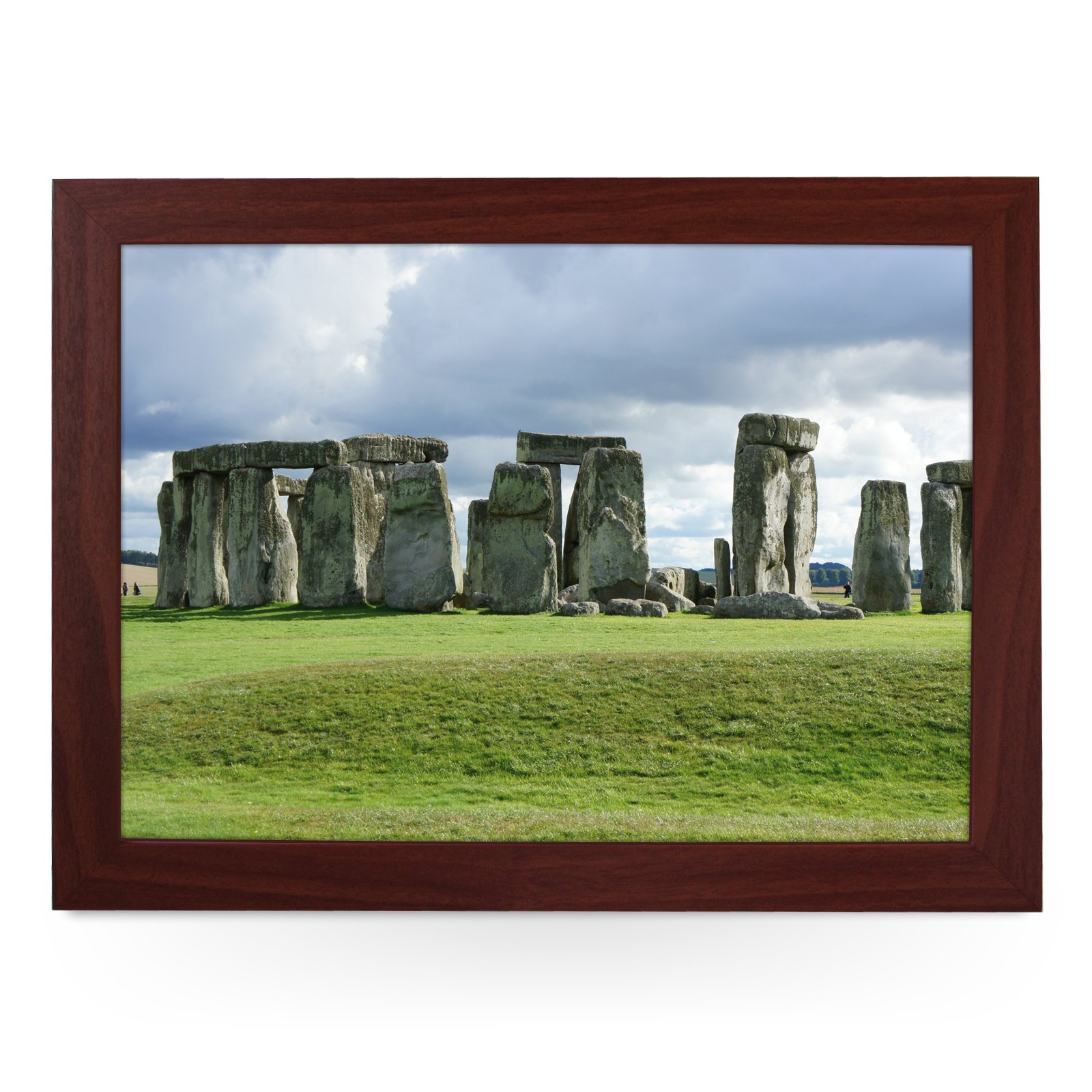 Yoosh Brown Portable Lap Desk Tray (Stone Henge) Handmade Wooden Frame, Beanbag Cushioned Bottom | Computers, Laptops, Meals, Food | L0089