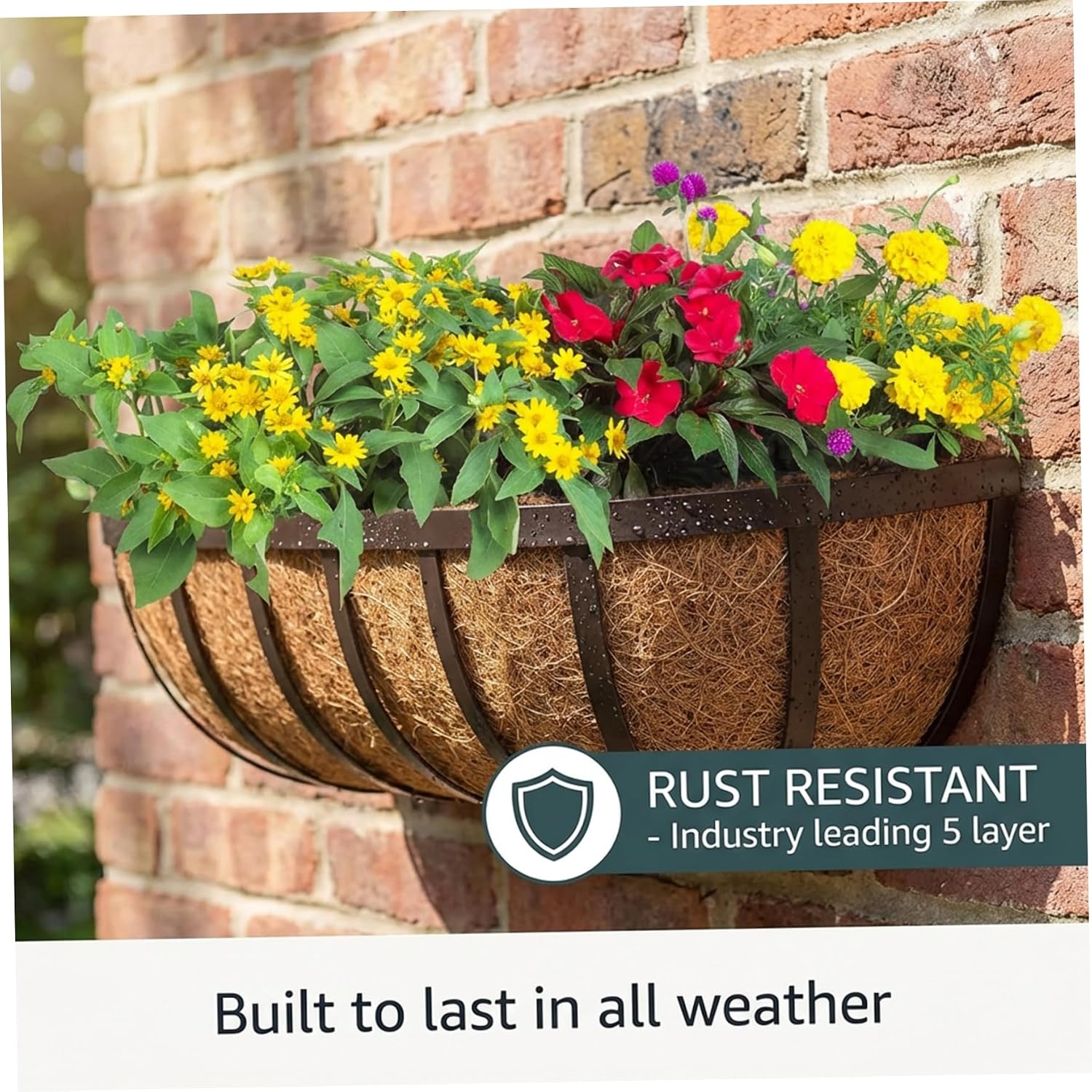 2Pcs Railing Planter, Foldable 16 Inch Window Planter with nut Liner & Adjustable Brackets for Deck, Balcony, Fence - Easy to InstallRailing