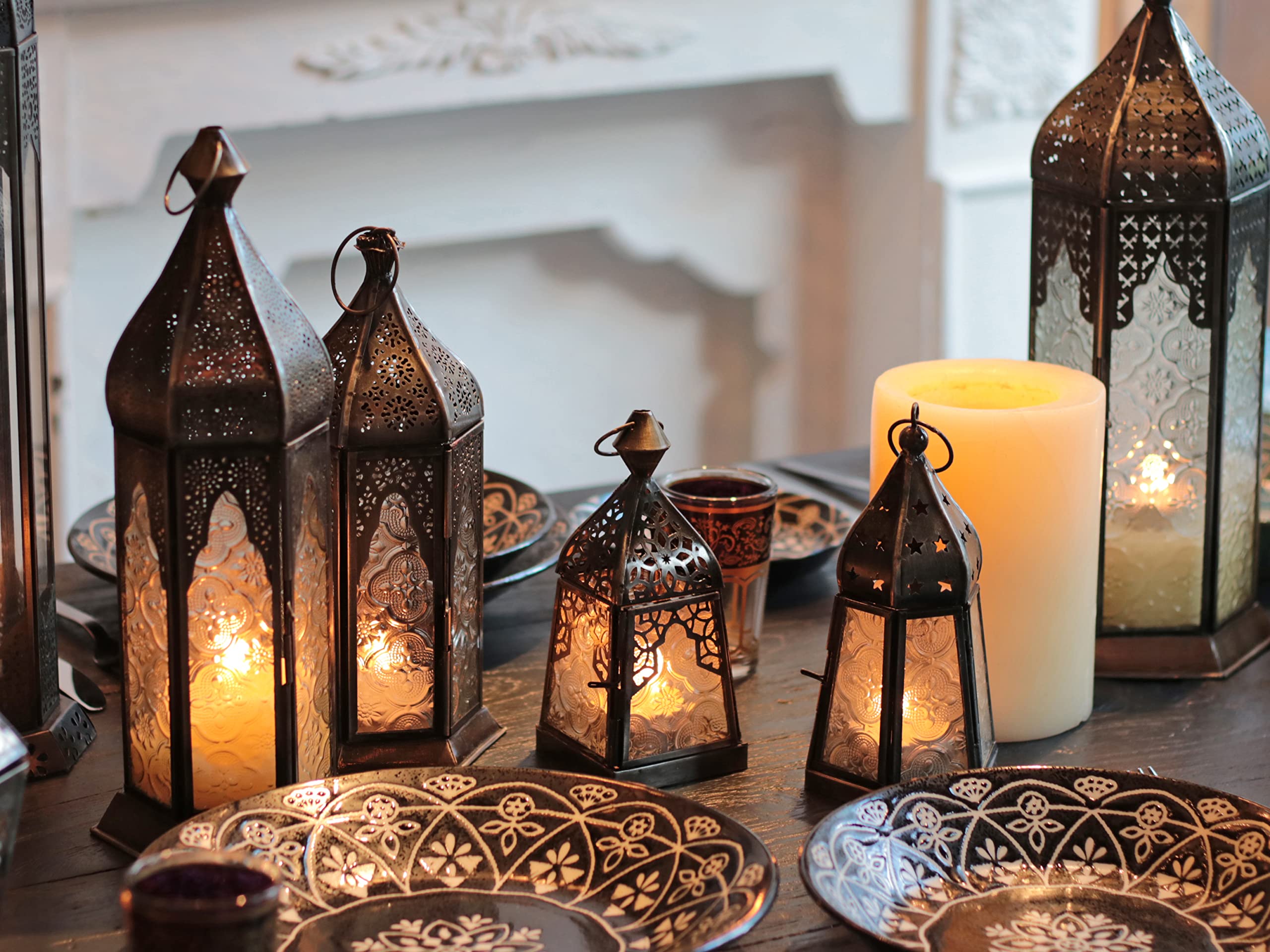 Amazon.co.jp: モロッコランタン・キャンドルホルダー 高さ16cm  