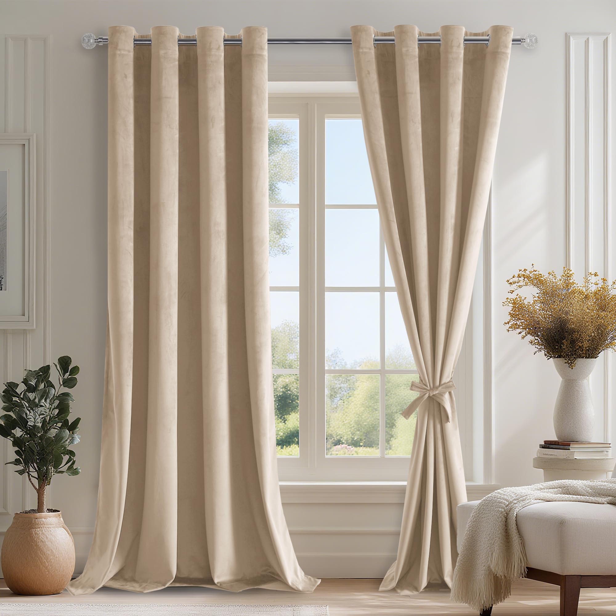 CUCRAF Verduisteringsgordijn zwart voor slaapkamer, kinderkamer gordijnen verduistering thermogordijn ondoorzichtig gordijn met ogen warmte-isolerend, set van 2 H 225 x B 140 cm