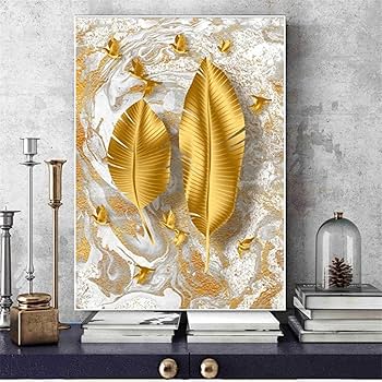 Amazon｜モダンでシンプルな金箔壁アート絵画金箔抽象キャンバス絵画家