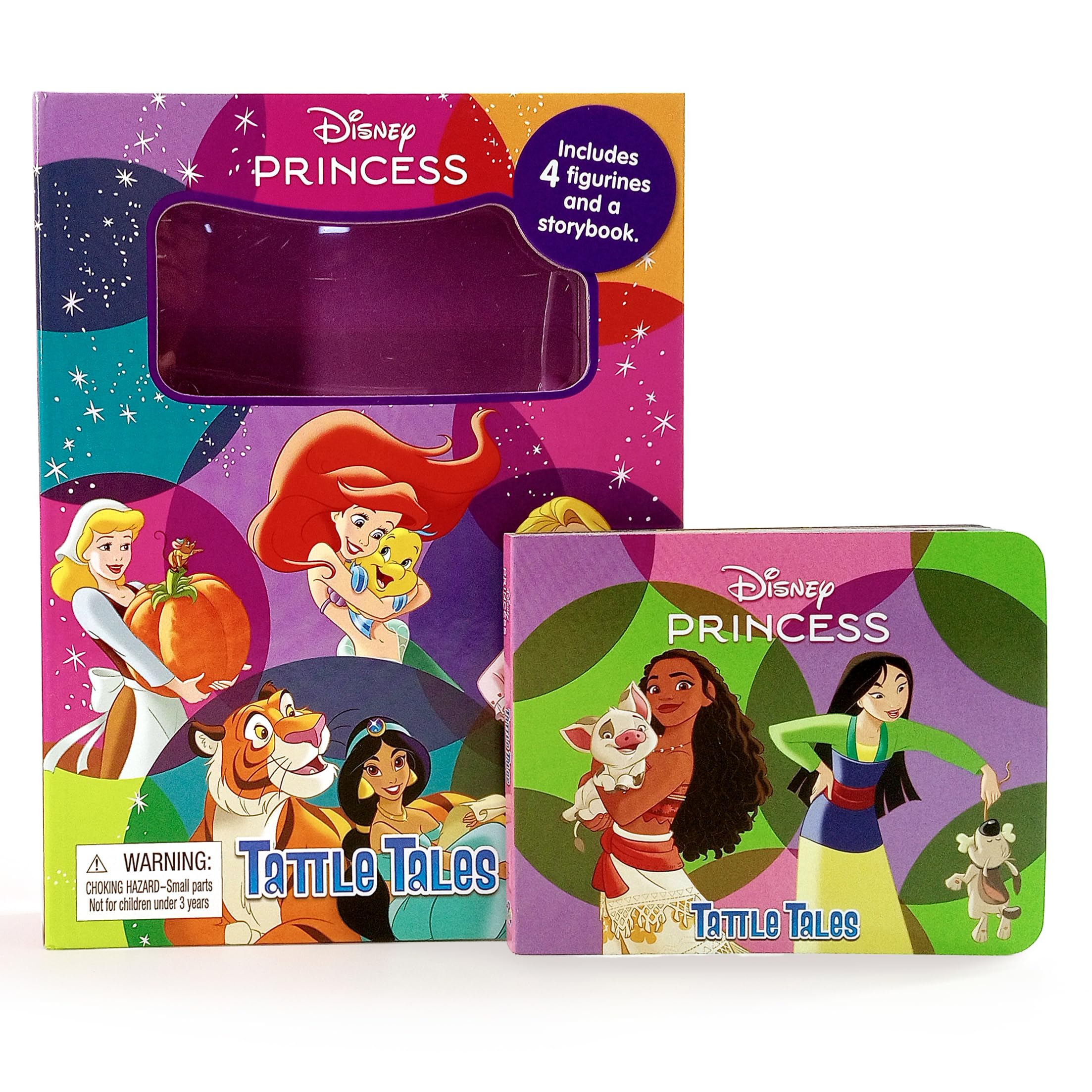 Disney Princess Tattle Tales - Activity Books for kids, 12-page storybook, 4 figurines