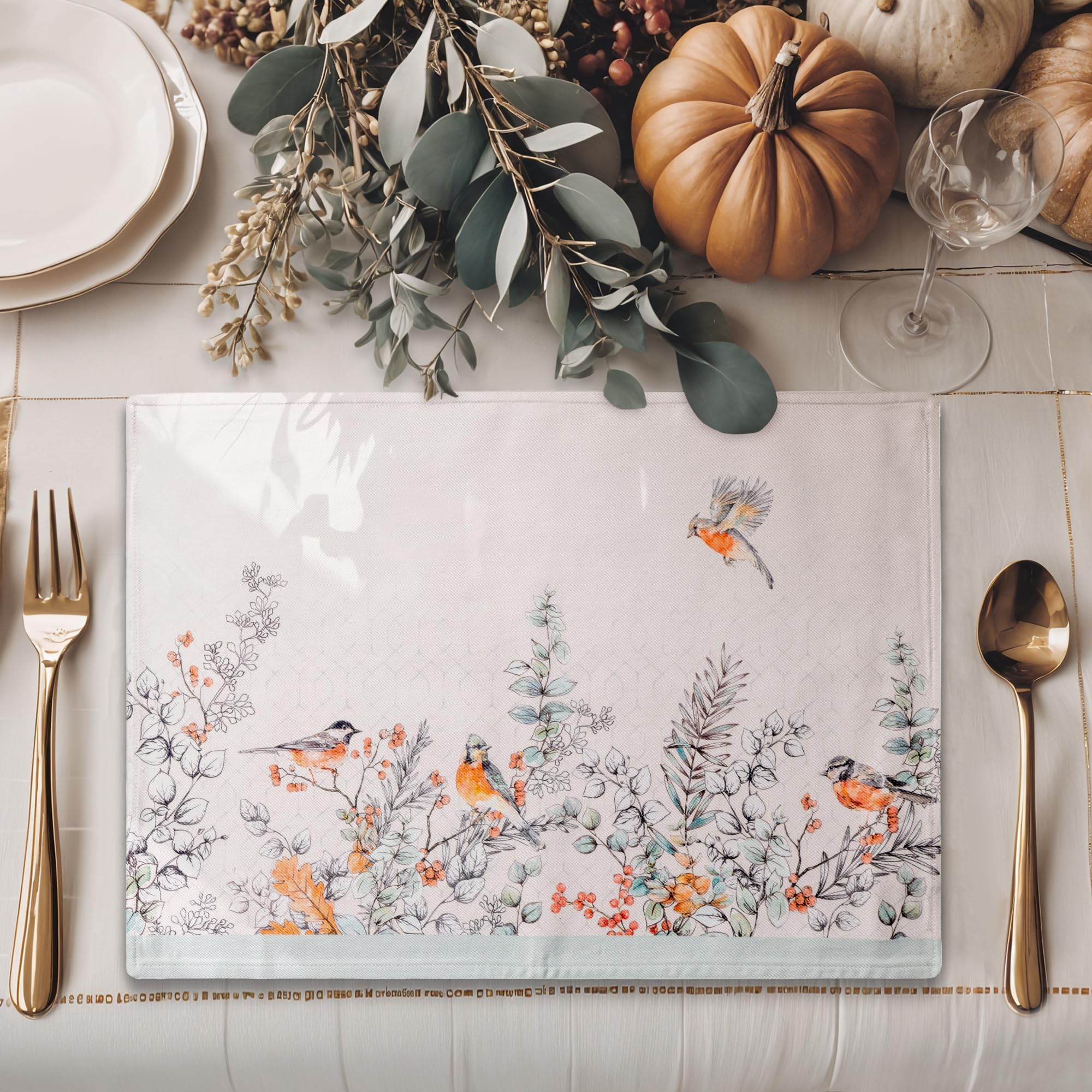 Maison d'Hermine Whitish Shabby Chique Juego de 4 manteles Individuales 100% algodón para la Mesa de Comedor | Cocina | Boda | La Vida Cotidiana | Acción de Gracias/Navidad (33CM x 48CM) Día Madre
