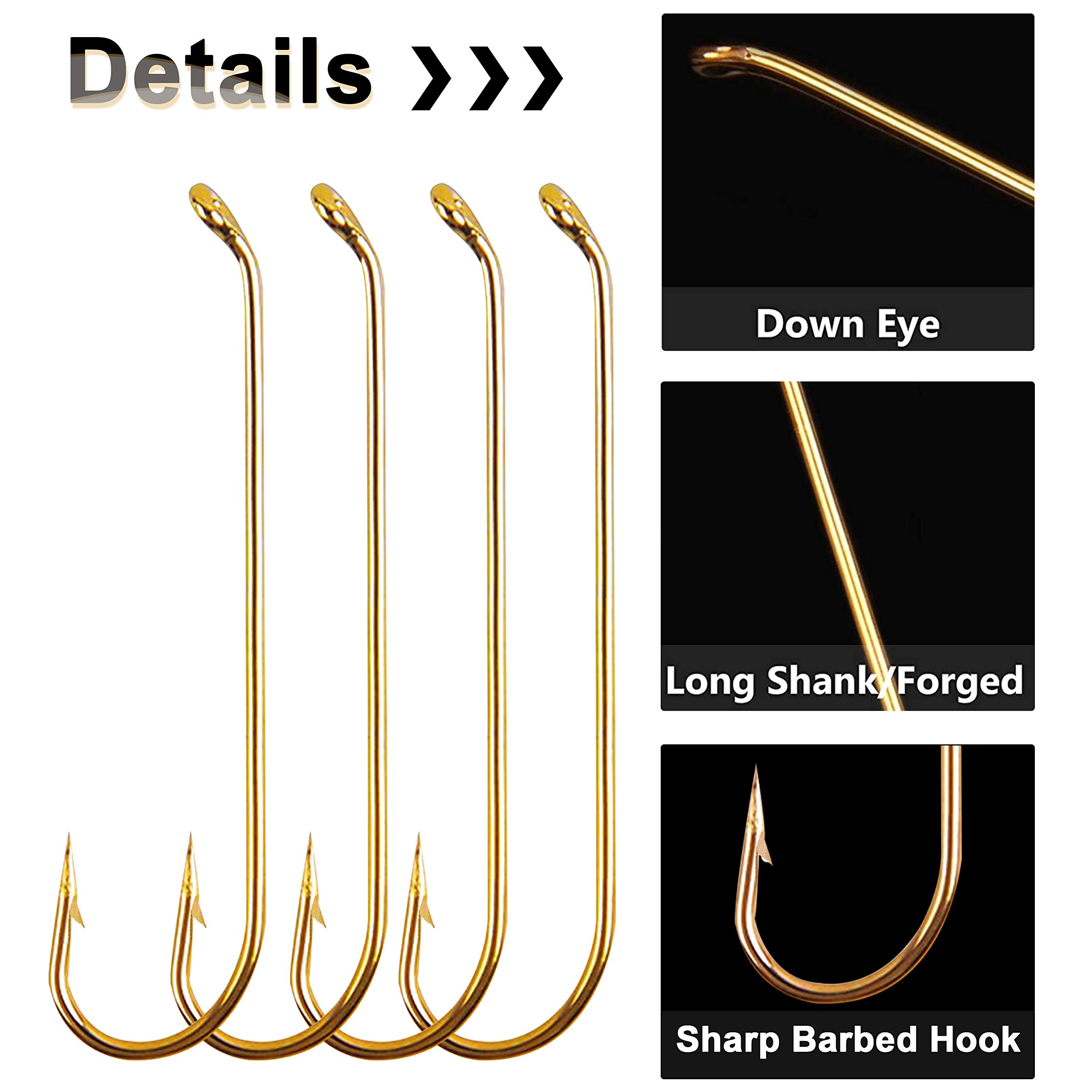 Fly Fishing Hooks 100pcs Dry Fly Tying Hooks Long Shank Bass Fly Hooks Barbed Curved Fishing Hooks Nymph Fly Pupa-Larva Jig Fly Hooks