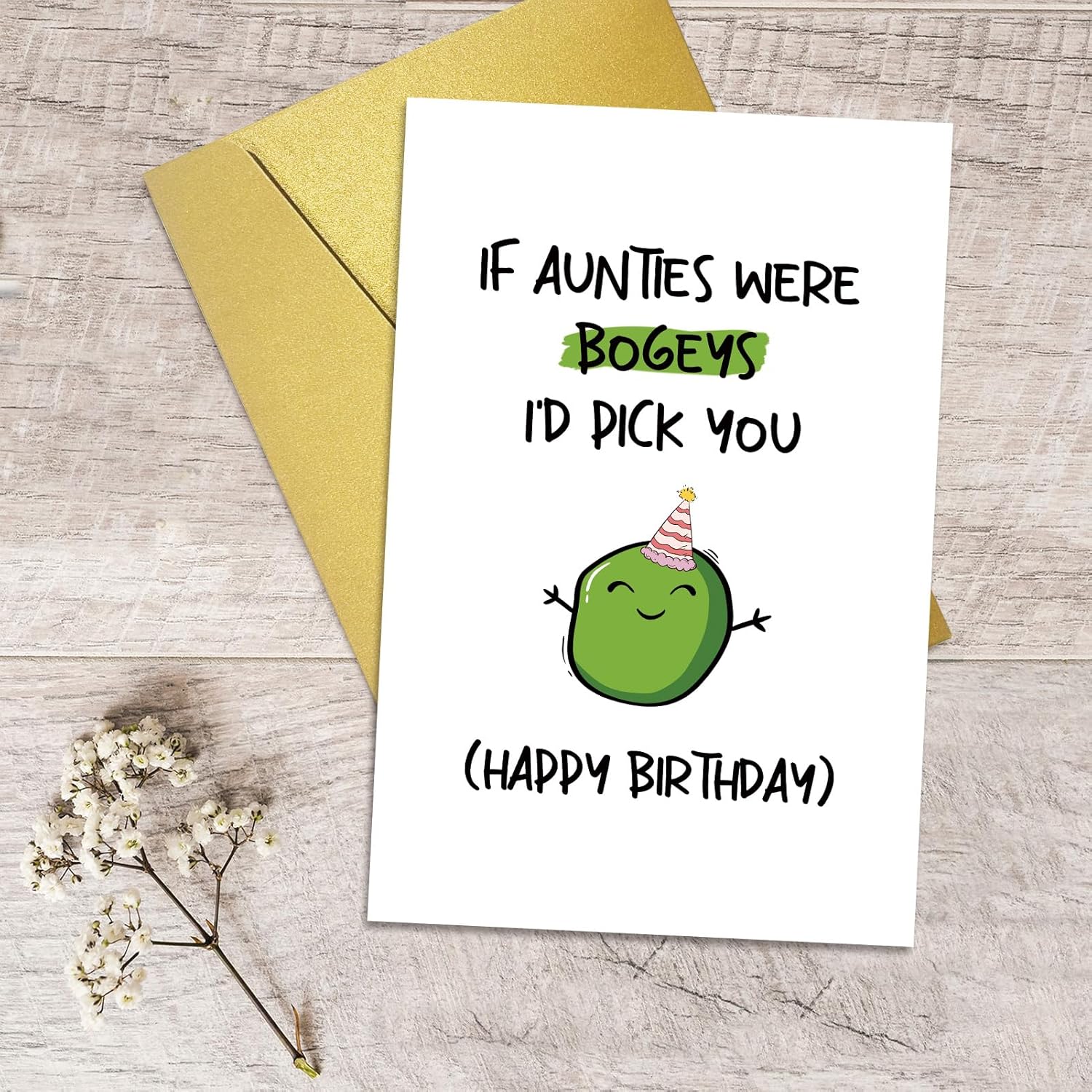 Qiliji Funny Birthday Card for Aunt, Humorous Aunt Birthday Card, Happy Birthday Card from Niece Nephew, If Aunties Were Bogeys I'd Pick You - Image 5