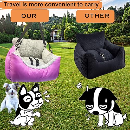 Miniatura 4 de Asiento de automóvil para perros pequeños menores de 25 años, totalmente desmontable y lavable, ultra suave, con clip, asa portátil y bolsillos de