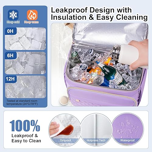 Miniatura 6 de Mochila de almuerzo aislada, bolsa de almuerzo para mujer, lonchera de dos pisos, bolsa de almuerzo a prueba de fugas, lonchera grande, bolsa de