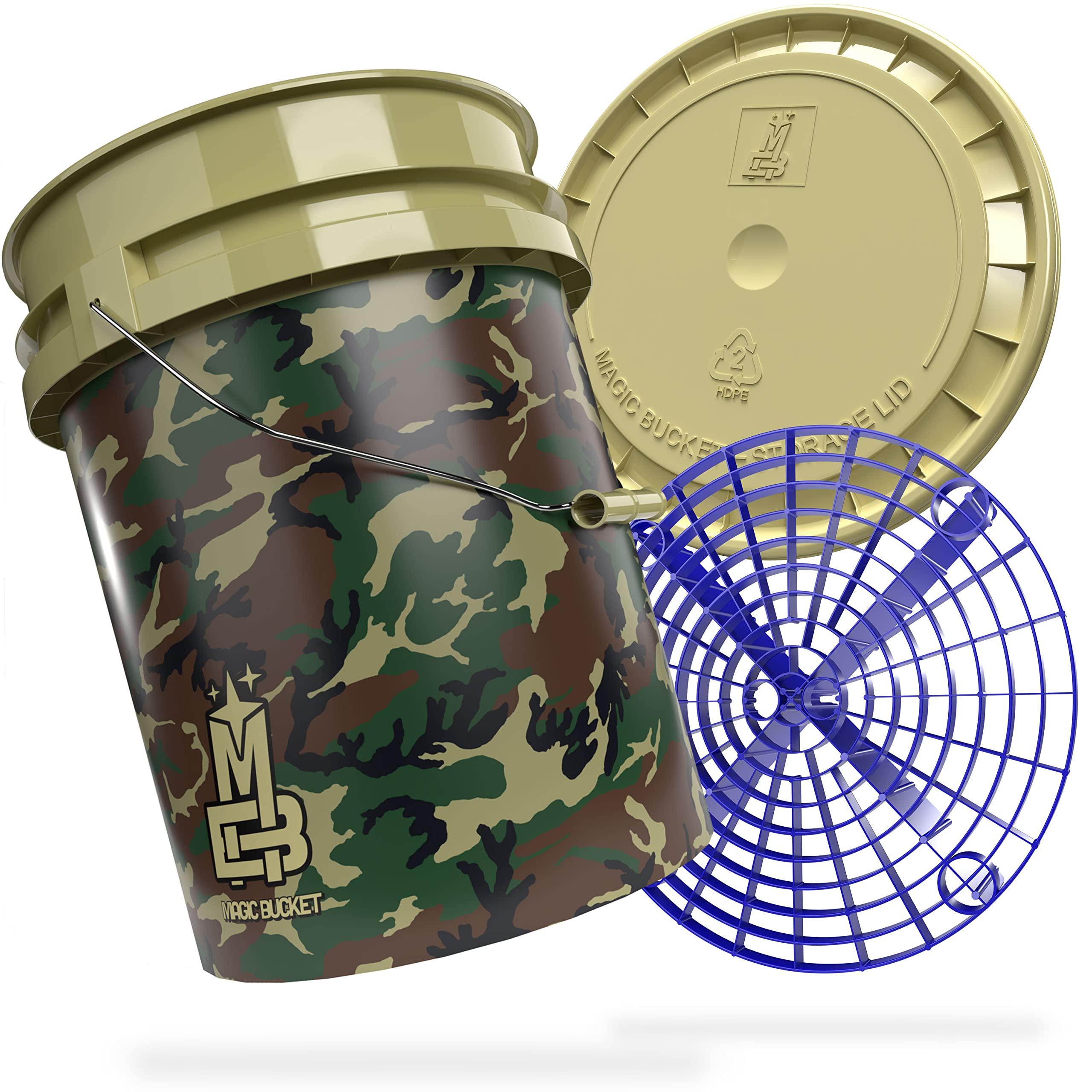 Magic Bucket | Paquete de Lavado a Mano | Cubo de Lavado con Tapa de Cubo a Juego 5 US GALLONS Aprox. 20 litros | con Inserto de Cubo Grit Guard Colador de Suciedad | Set de Lavado