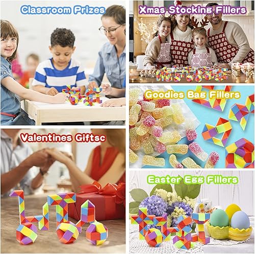 Miniatura 5 de Ganowo 30pcs Party Favors, Fidget Snake Cube Mini Twist Puzzle Party Favors for Kids 4-8-12,Goodies Bag Filler, Stuffer, Prizes, Classroom, Birthday