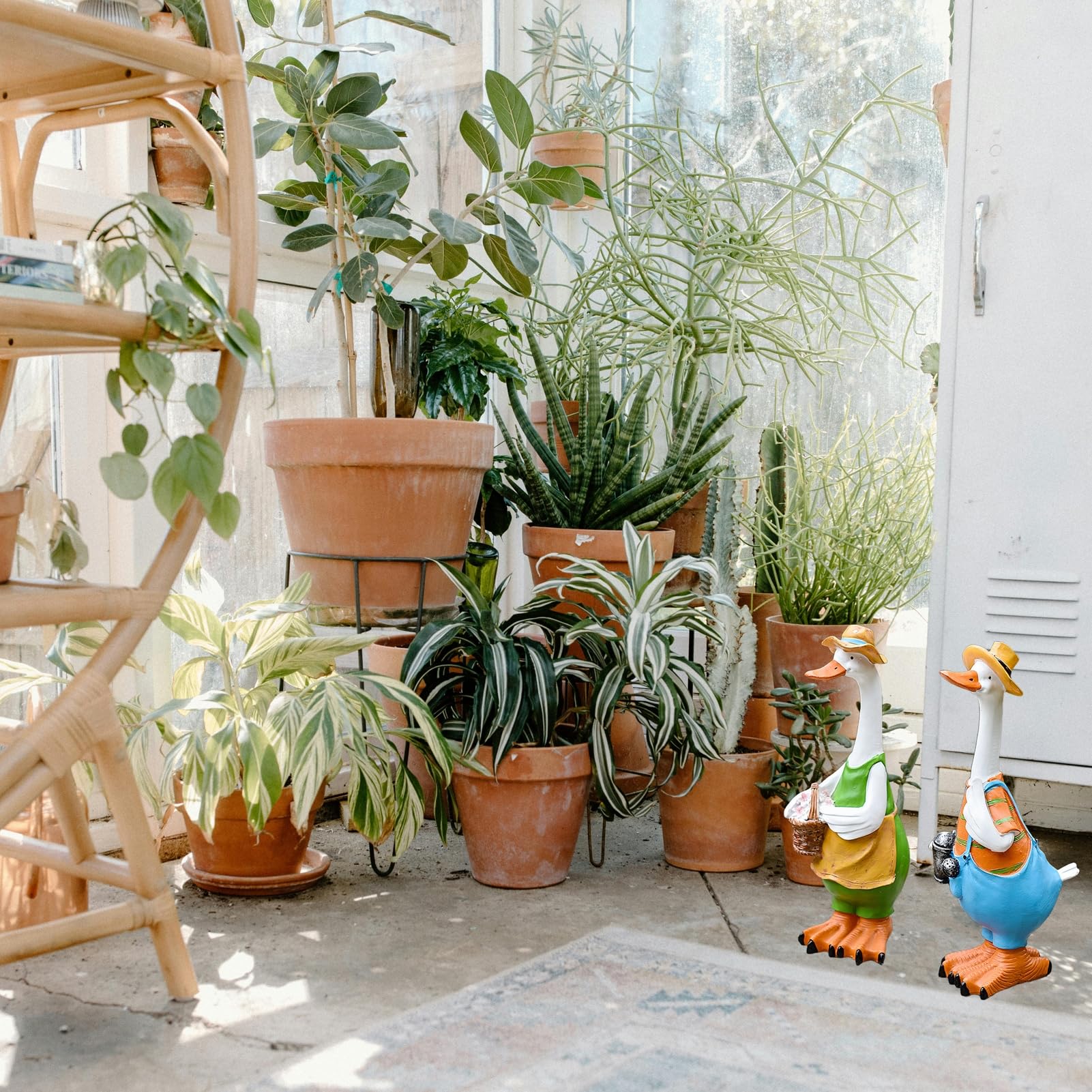 Ozdoby ogrodowe z motywem kaczki, dekoracja zewnętrzna, odporne na warunki atmosferyczne posągi z żywicy do domu, domu wiejskiego, patio, podwórka, trawnika, dla miłośników gęsi