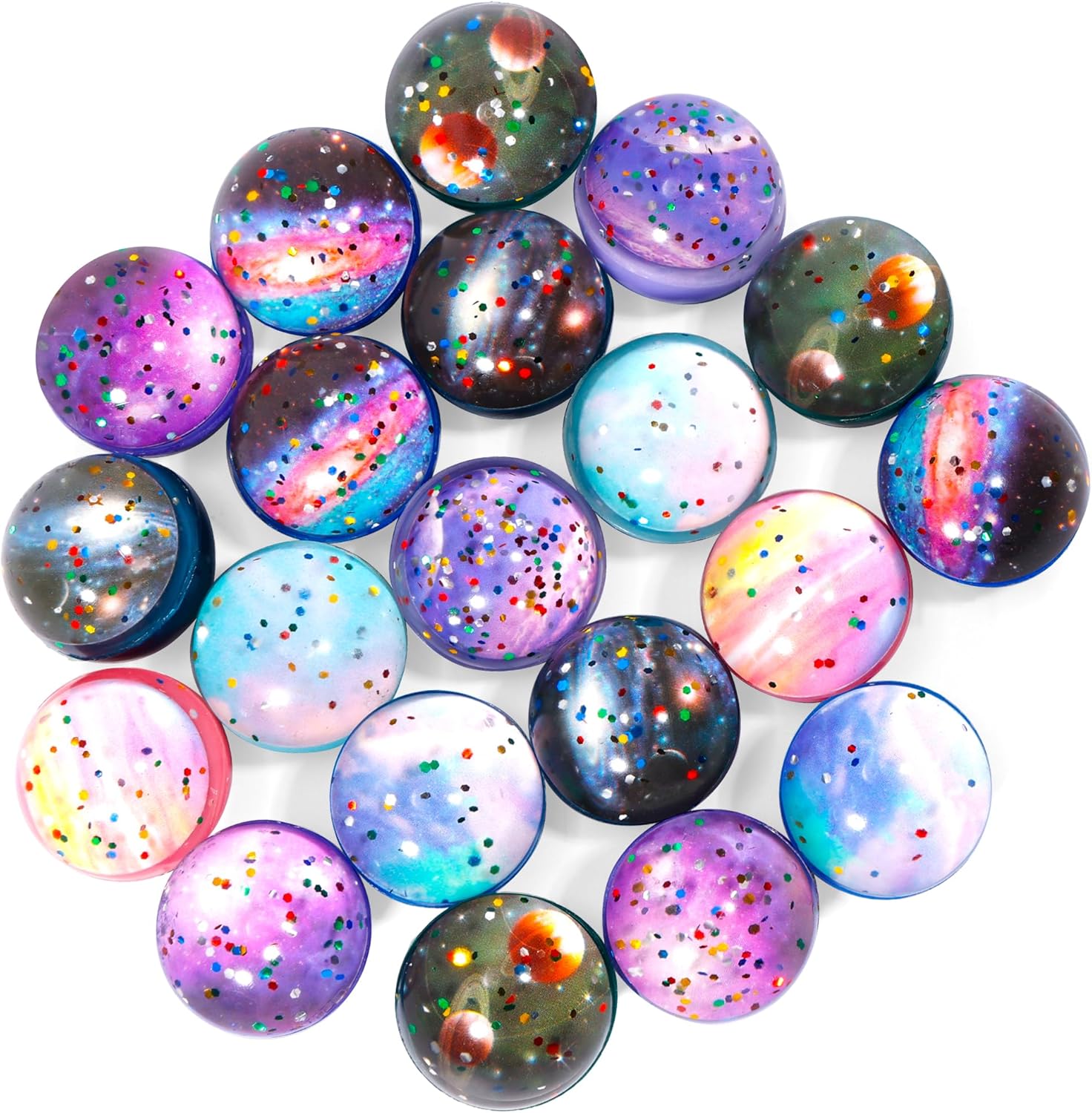 Pllieay 20PCS Space Bouncy Balls Bulk, Birthday Party Favors for Kids 32mm Space Theme Bouncy Balls for Kids Party Favors, Gift Bag Fillers, Easter Pinata Stuffers, Classroom Prizes and Pet Toys