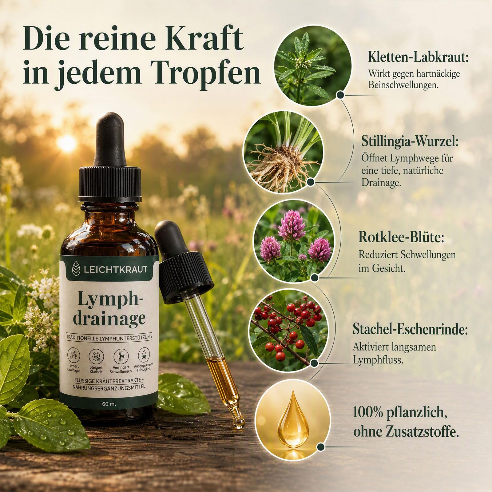 Leichtkraut Lymphatische Tropfen,2026 Leichtkraut Lymphdrainage Entgiftung，2 PCS