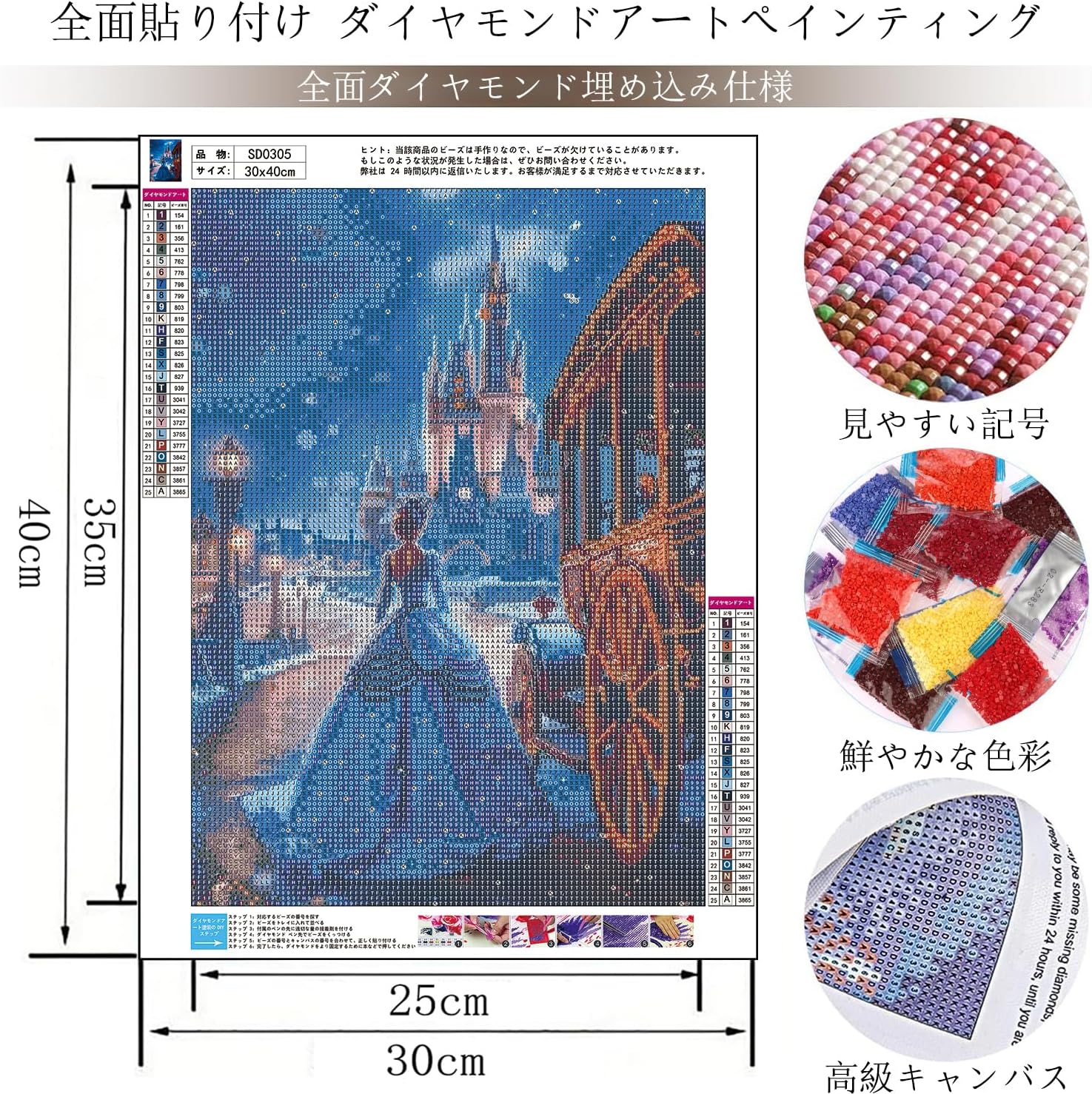 MMMonyHar Diamond Art Kit 5D Квадратные бусины Эксклюзивная мультиинструментальная роспись алмазными бусинами ручной работы DIY Мозаика ручной работы с полной поверхностью Тип пасты Настенное украшение рабочего стола Интерьер 30x40 см Замок принцессы, фото 2