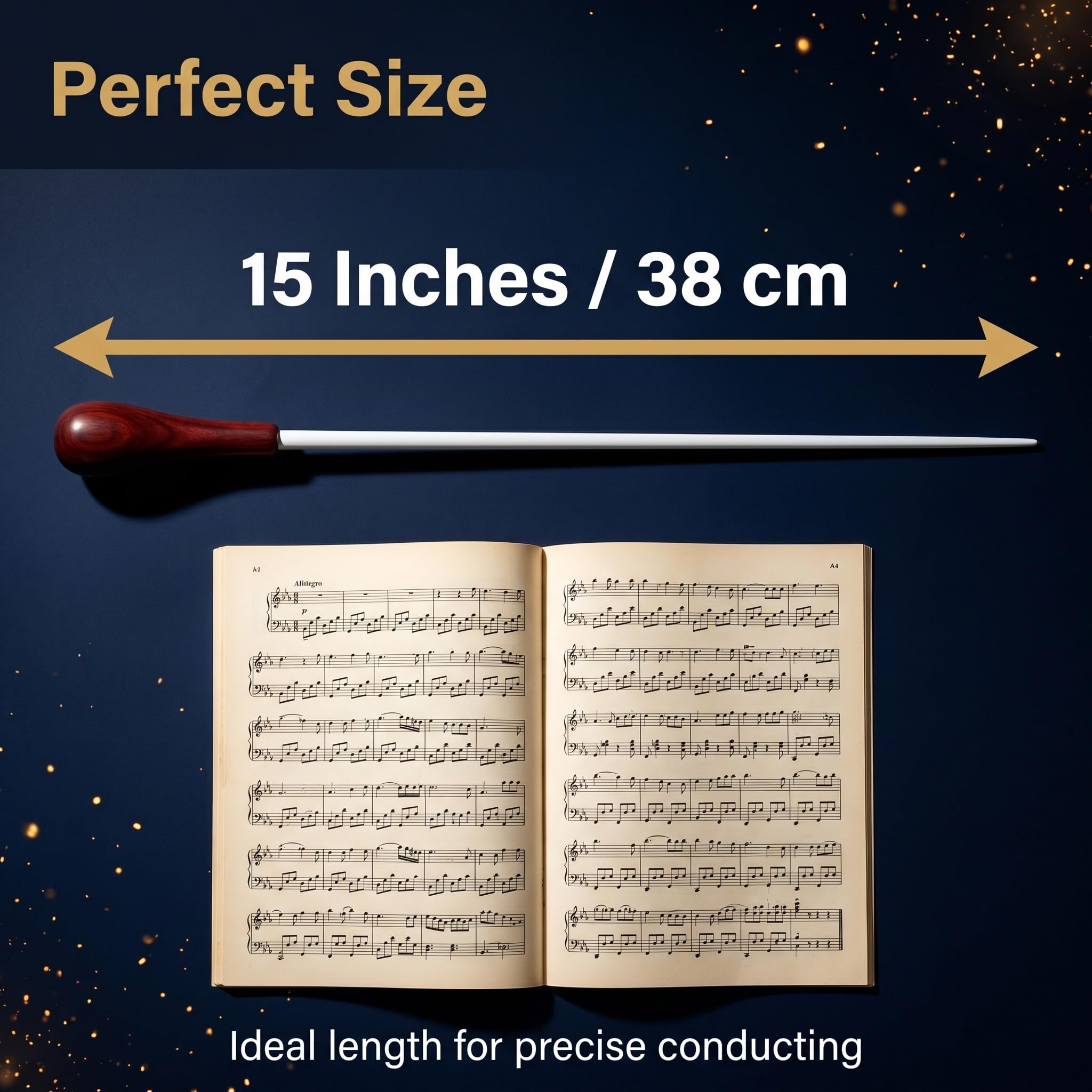 38,1 cm d'orchestre Musique Chef d'orchestre en bois de palissandre/WH Rosewood Baton+Wooden Box