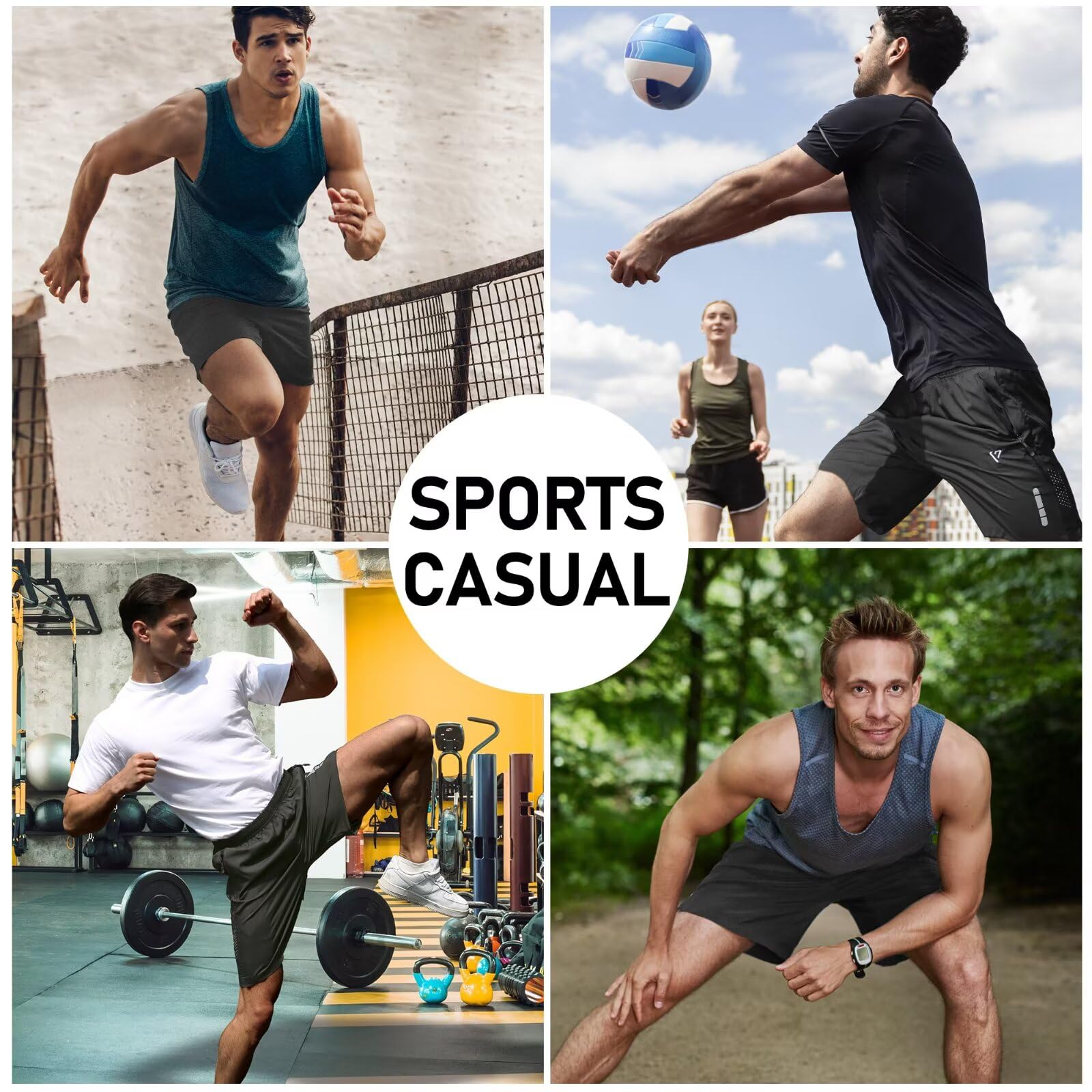 Paquete de 2 pantalones cortos deportivos para hombre, secado rápido, pantalones cortos de correr de 7 pulgadas, malla transpirable, pantalones cortos de entrenamiento con bolsillos con
