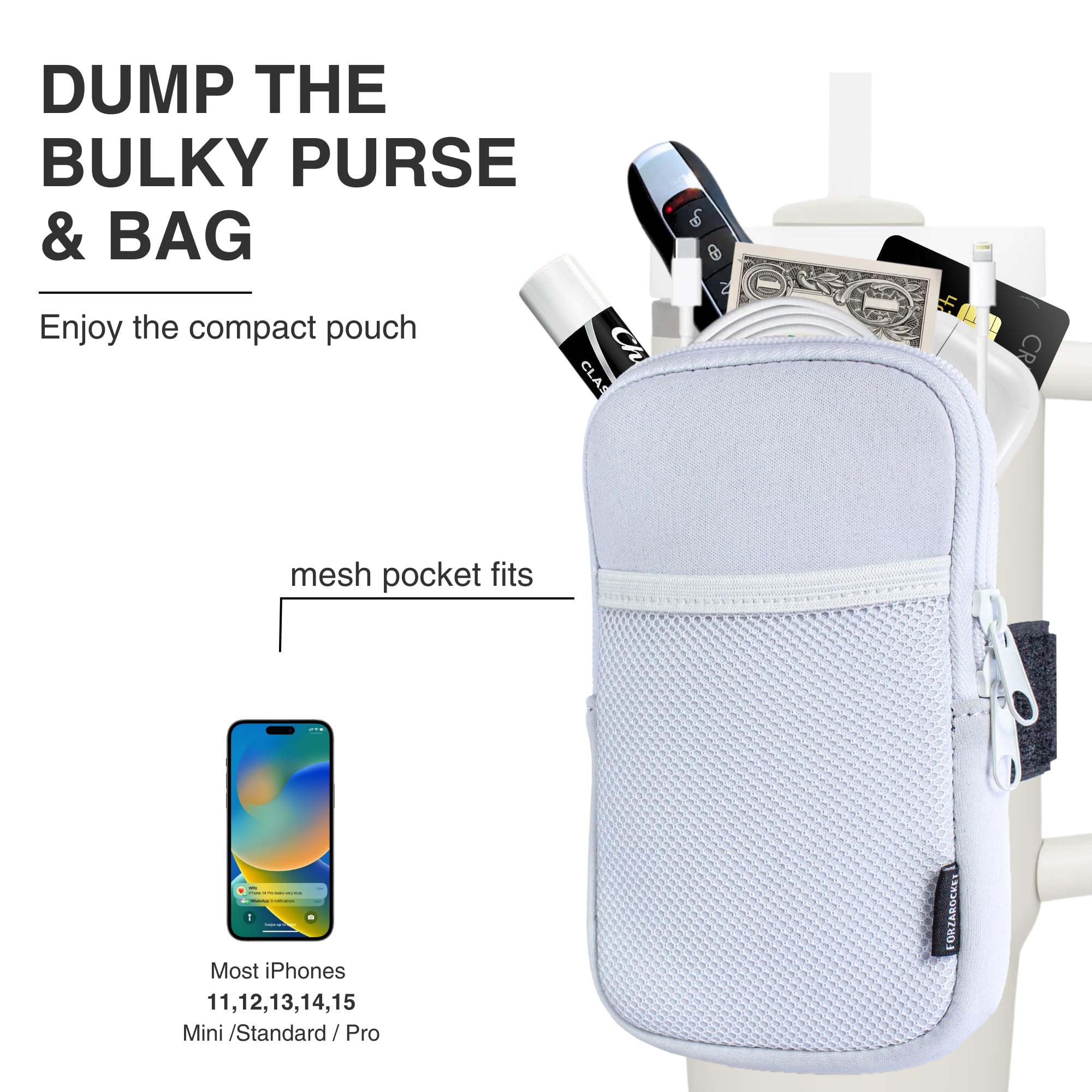 Bolsa para botella de agua para tazas Stanley con 20 onzas, 30 onzas, 40 onzas, Stanley Quencher Adventure y Stanley IceFlow, accesorios de gimnasio para mujer, bolsa de vaso con correa
