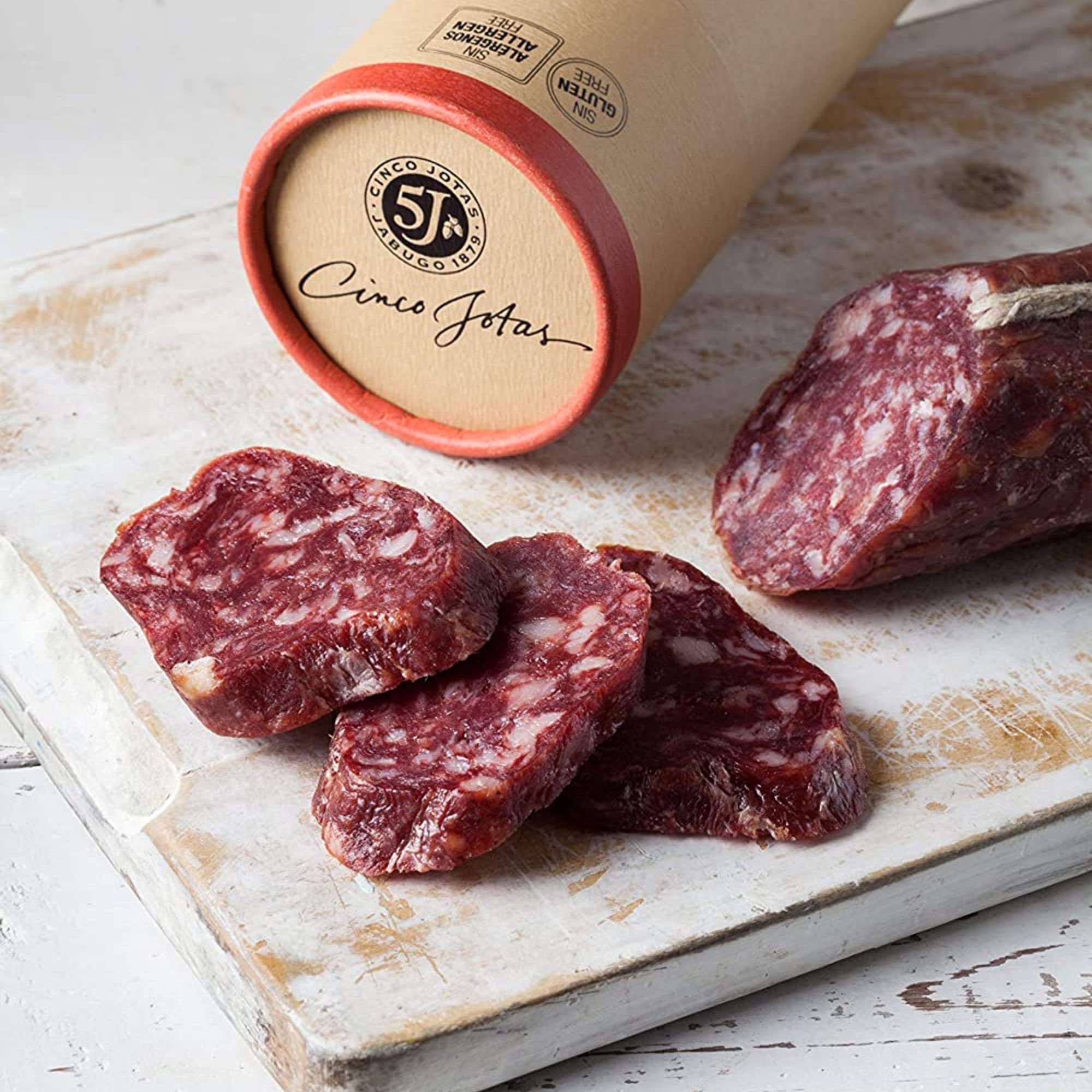 CINCO JOTAS Salame Spagnolo Bellota 100% Iberico | Salame Salchichón de Bellota, Qualità 5J | Maiali Iberici Ruspanti alimentati con Ghiande - Mezza Canna 500 gr circa