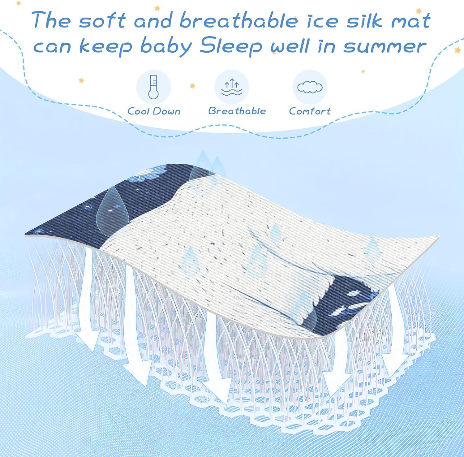 Cartoon Cute White Polar Bear Cooling Baby Mattress pad 28" x 52" Absorbent Training Pads for Baby&Toddler