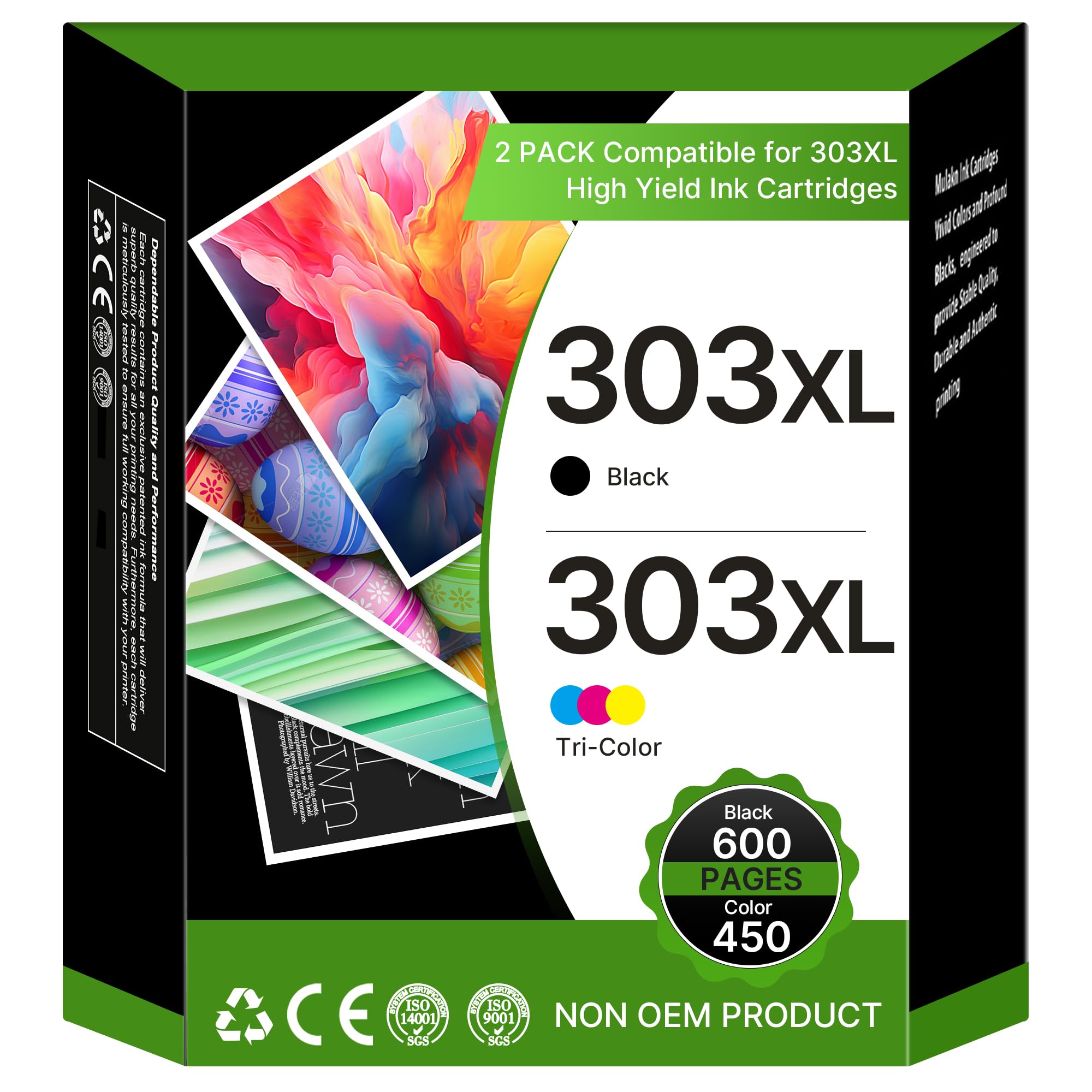 303XL Druckerpatronen Multipack Ersatz für HP 303 XL Patronen 303 HP303 Schwarz und Farbe für HP Envy Photo 6220 6230 6232 6234 7120 7130 7132 7134 7137 7820 7830 7832 Tango TangoX (2er Pack)