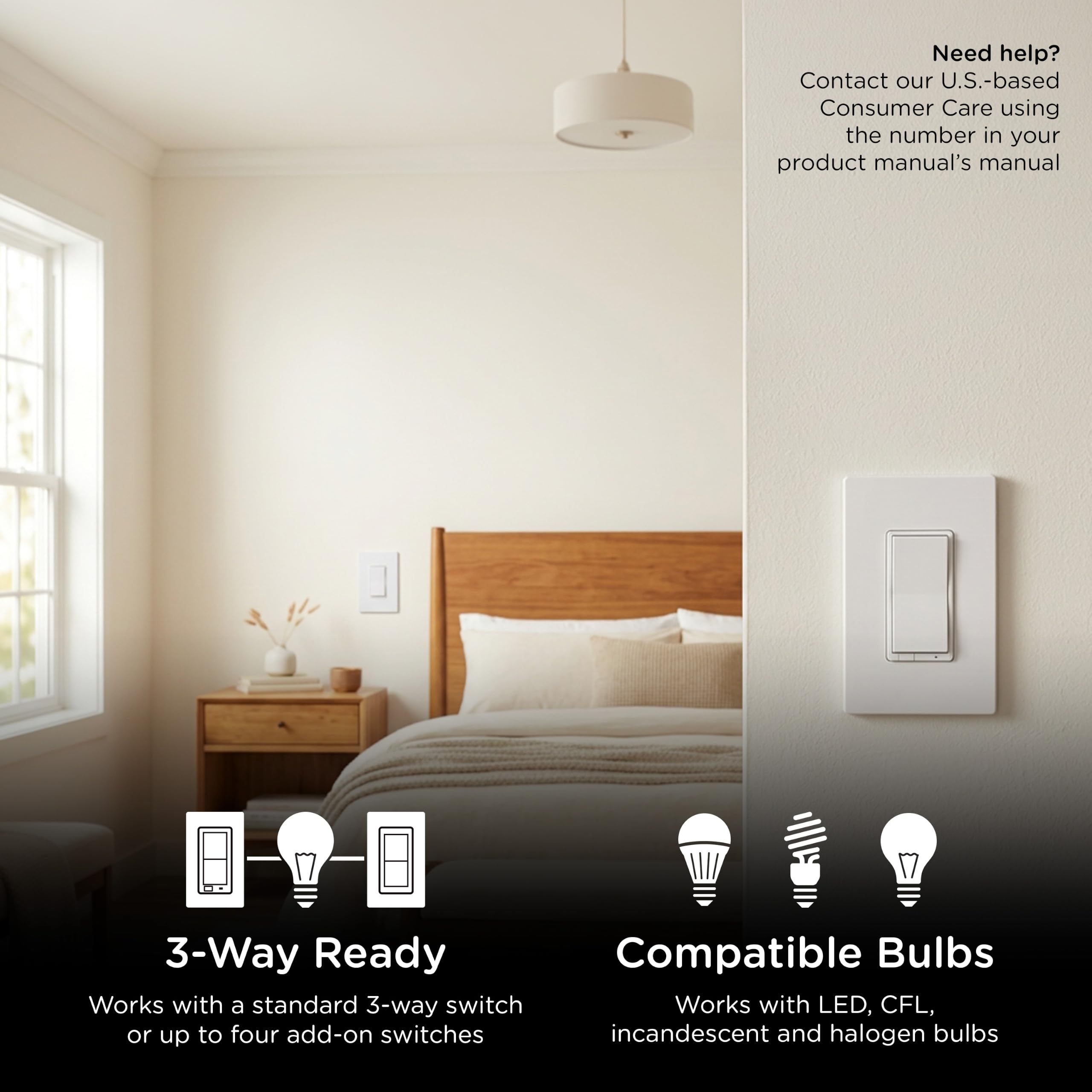 Enbrighten Z-Wave - Dimmer a lungo raggio, serie 800, pacchetto a 3 vie