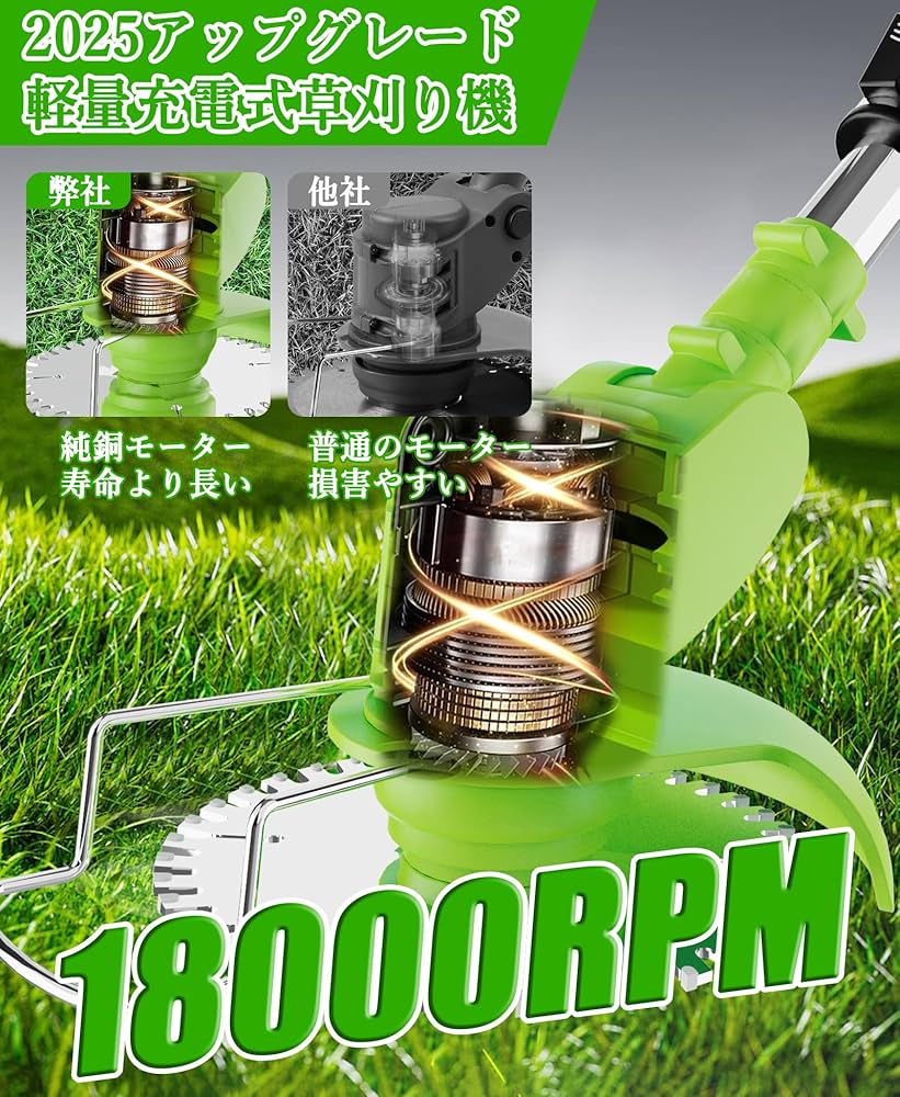 草刈り機 充電式草刈り機 1880W高出力 21V 2*2000mAh大容量 Amazon.co.jp: 草刈り機 充電式草刈り機 1880W高功率 2000mAh*2