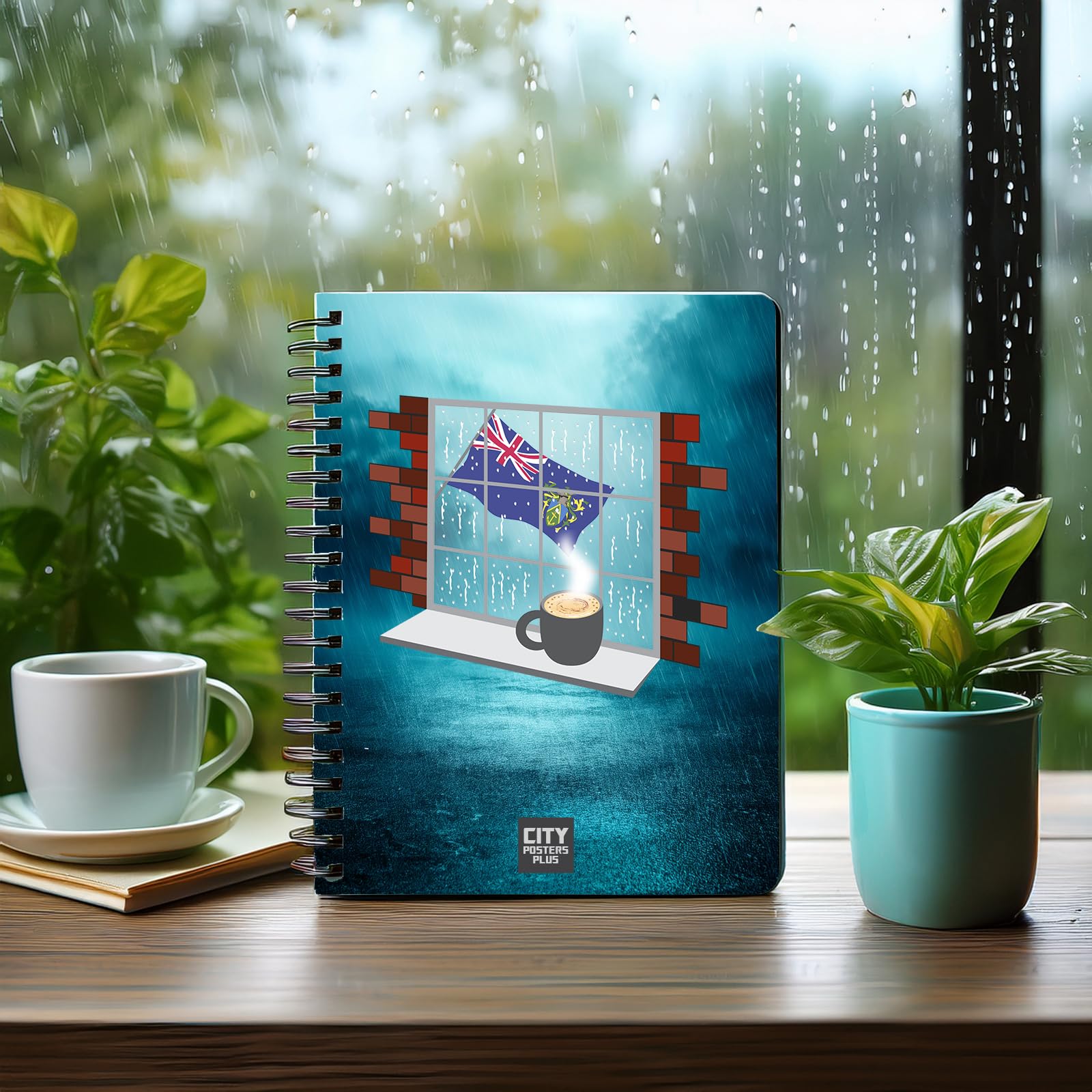 Carnet de notes A5 Pitcairn Islands Coffee Rain de qualité supérieure avec pages lignées