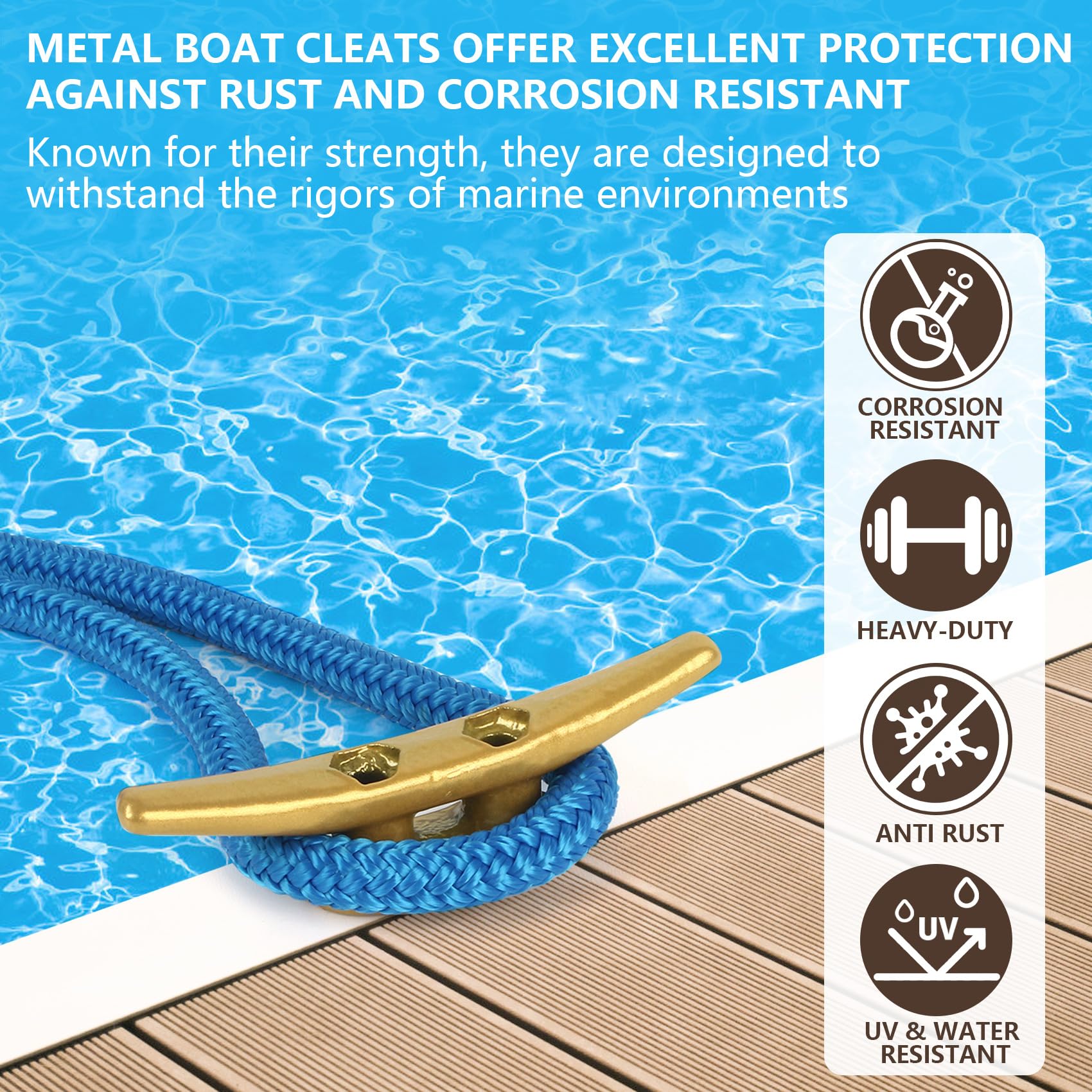 Snapklik.com : VEITHI Dock Cleats 4 Inch Powder Painted Gold Boat ...