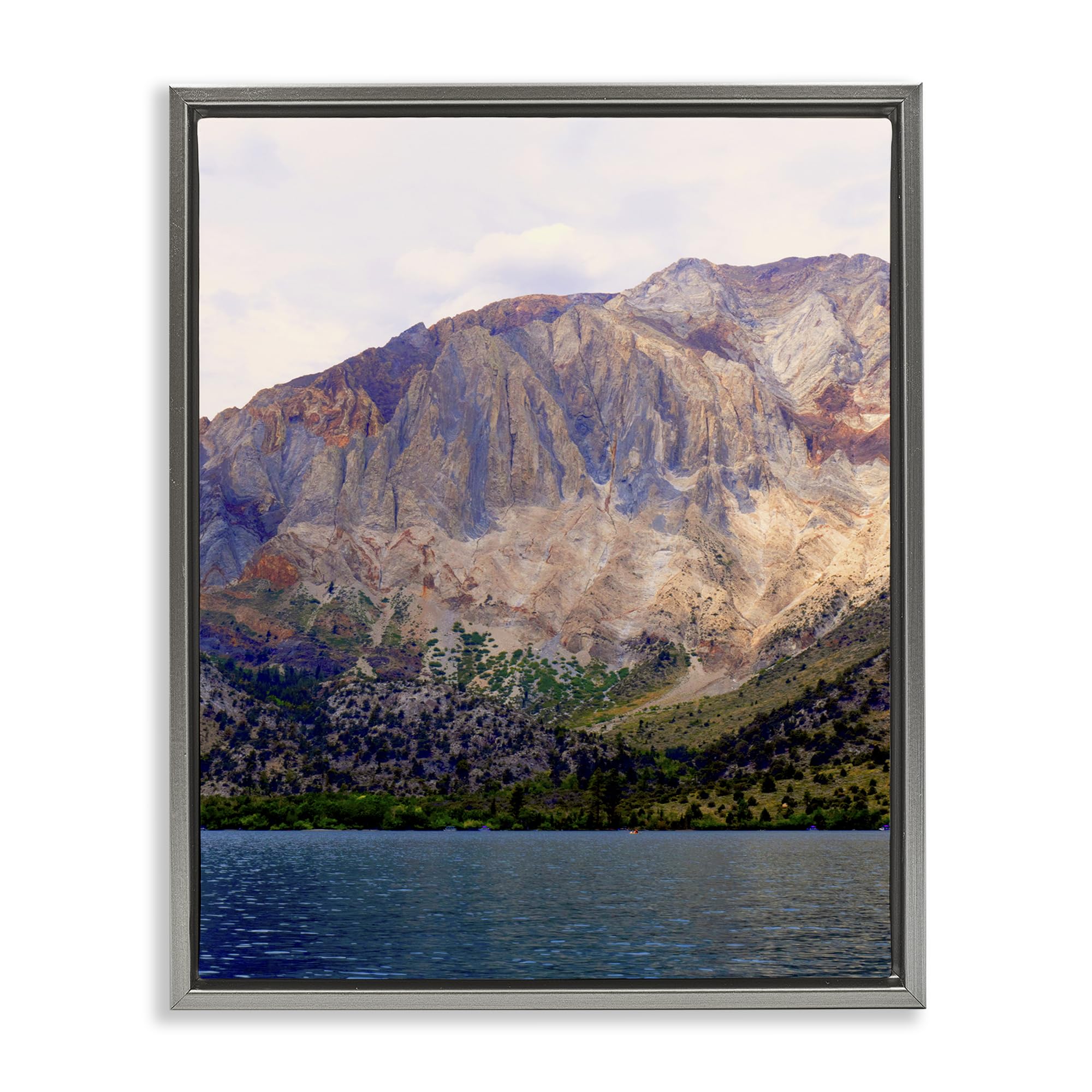 Stupell Industries 'Serene Lake Beneath Mountains', Floating Frame Canvas Art, Gray, 25 x 31 Inches, Easy to Hang and Sturdy, Made in USA, by Gemma Bardot