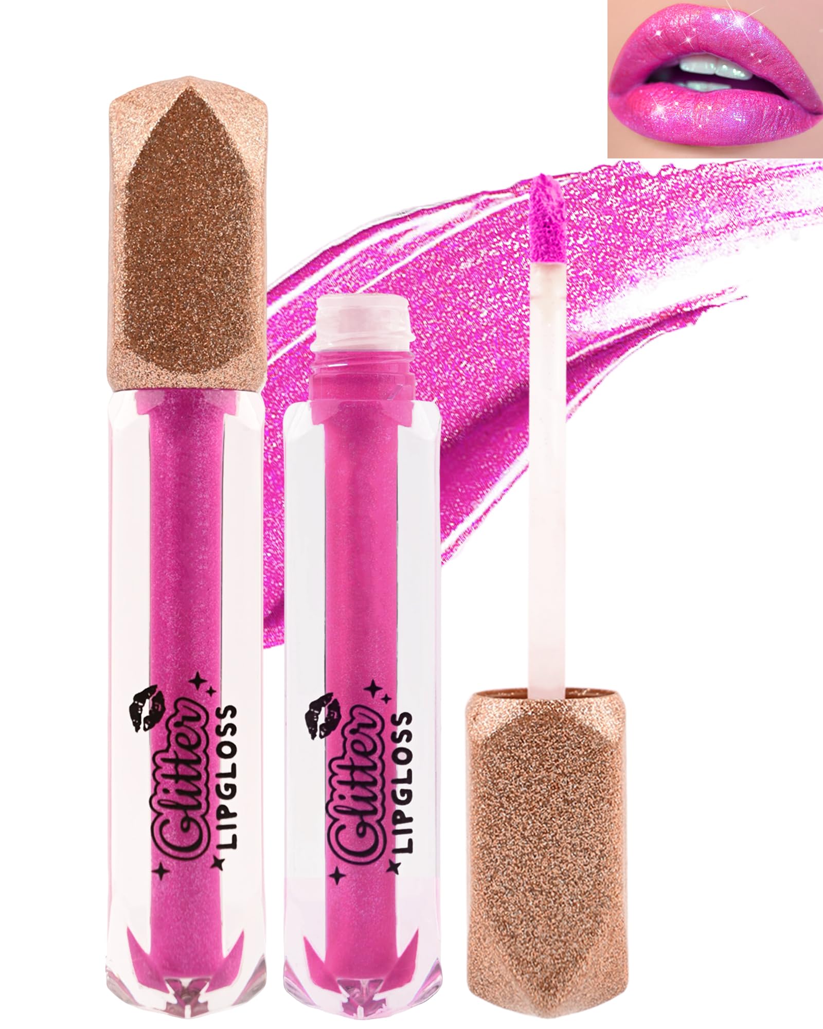 Matte Glitter Liquid Lipstick Lip Gloss- 1Pcs Long Lasting Waterproof Diamond Shimmer Red Pink Sparkly Glossy Metallic High Pigment Non-Stick Cup Tint Lip Stain, Christmas Makeup Gift for Women-03#