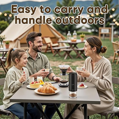 Miniatura 7 de Molinillo de café eléctrico portátil recargable, oficina, 38 ajustes de molienda ajustables, indicador de batería LED que muestra la batería