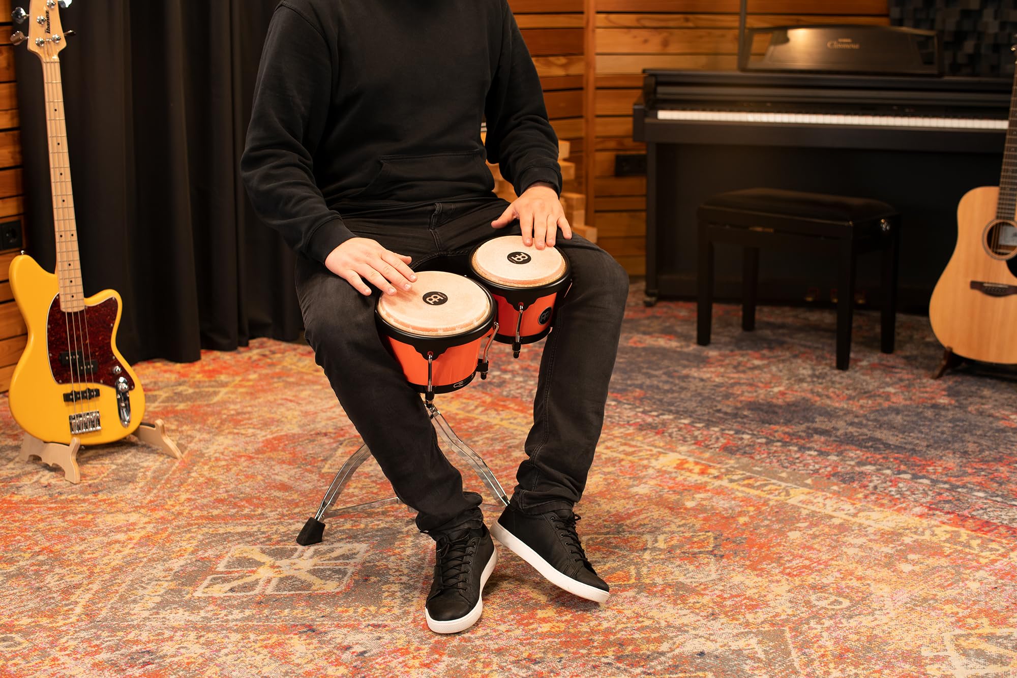 Meinl Percussion Bongos Journey Series – 2 Bongosy 6,5 i 7,5 cala – W Zestawie Klucz Do Strojenia – Tworzywo ABS, Kolor Electric Coral (HB50EC)