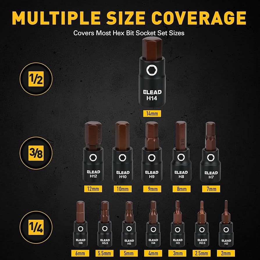 16-Piece Metric Hex Bit Socket Set - Premium S2 Steel 2mm