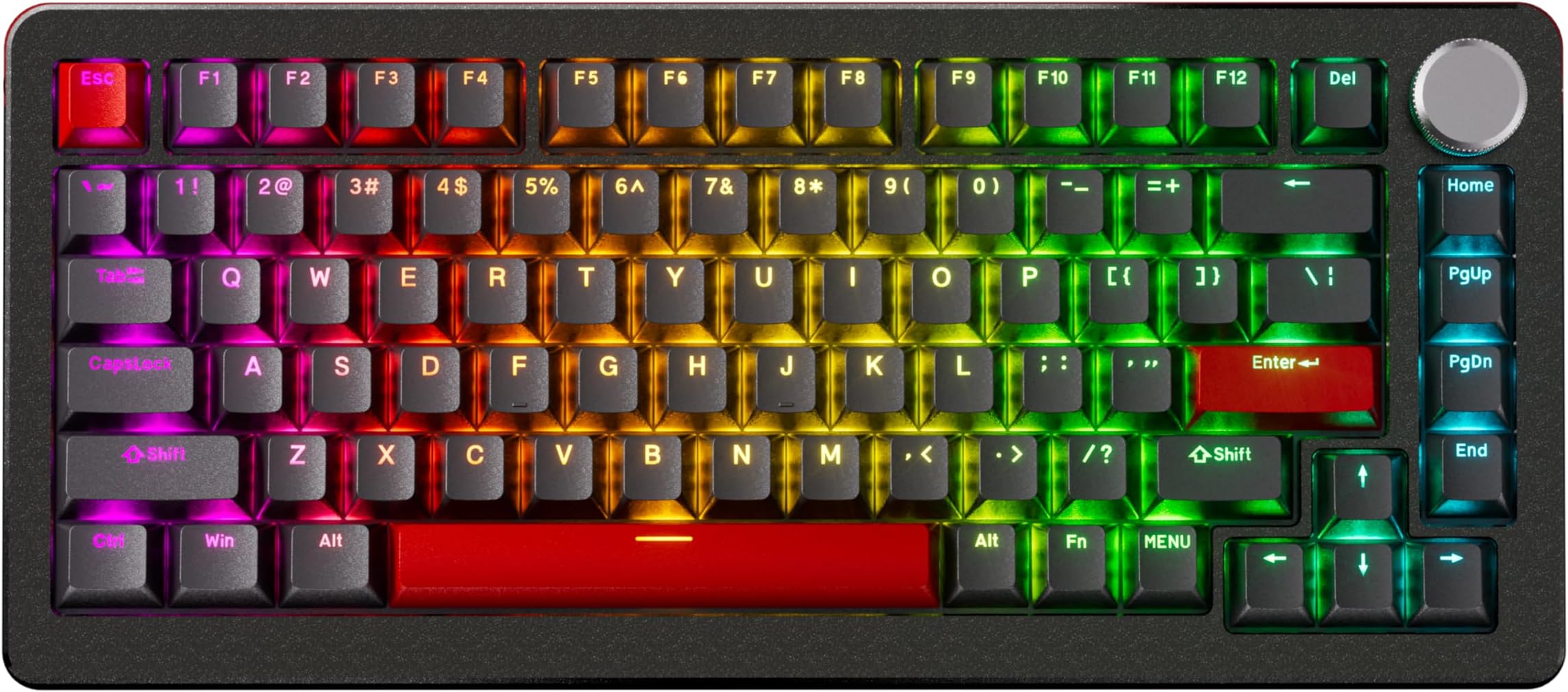 DrunkDeer A75 Pro Magnetic Switch Keyboard Rapid Trigger Mechanical Gaming Keyboard Adjustable Actuation Hall Switches PBT Keycap RGB Compact TKL 82Keys USB Wired with Knob