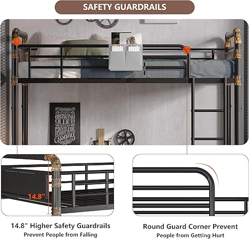 Miniatura 6 de Litera de metal 2 en 1 individual sobre individual, literas convertibles de tamaño individual en 2 camas individuales individuales para niños y